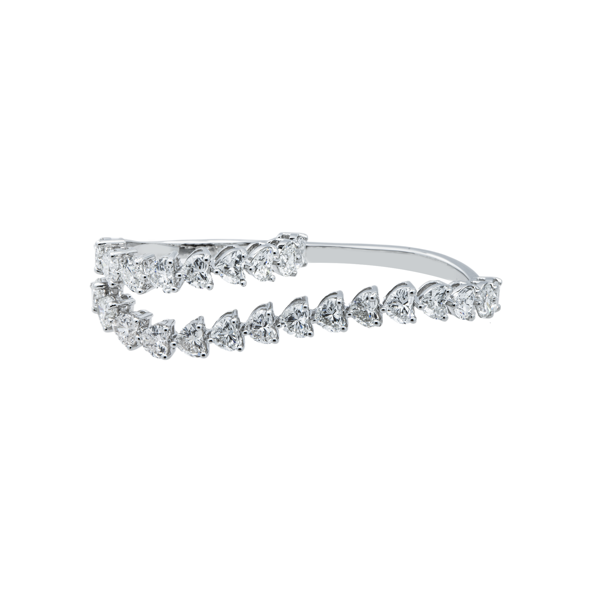 14K White Gold Heart Cut Diamond Two Finger Wrap Ring 4.01ct