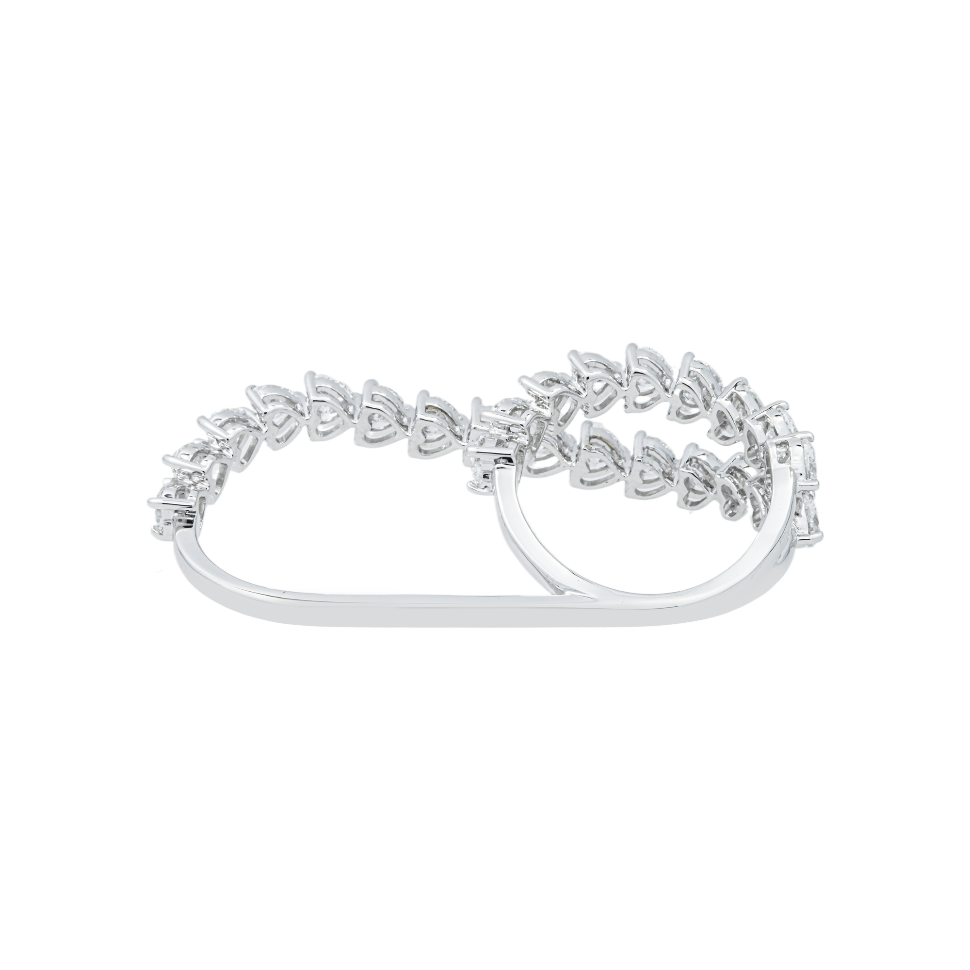 14K White Gold Heart Cut Diamond Two Finger Wrap Ring 4.01ct