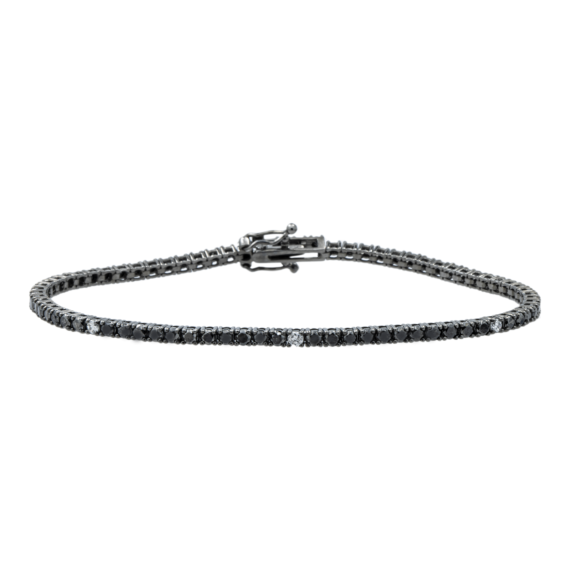 14K Black Gold White & Black Round Diamond Tennis Bracelet 2.62ct