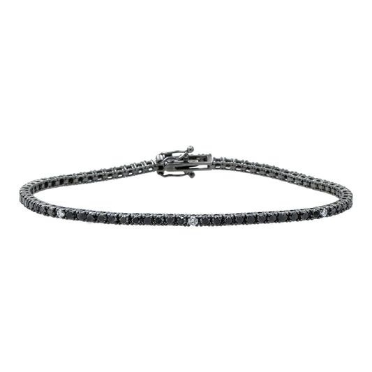 14K Black Gold White & Black Round Diamond Tennis Bracelet 2.62ct