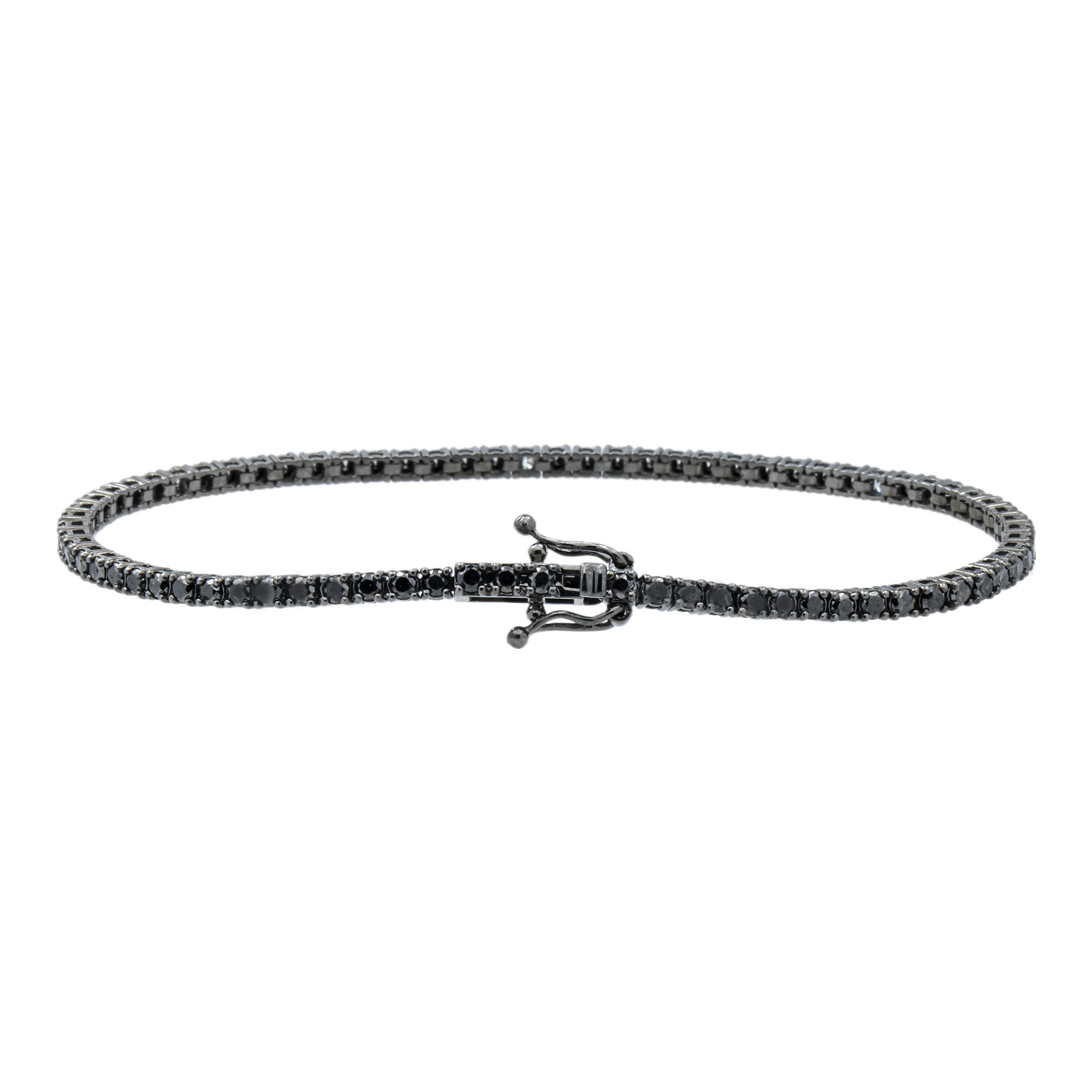14K Black Gold White & Black Round Diamond Tennis Bracelet 2.62ct
