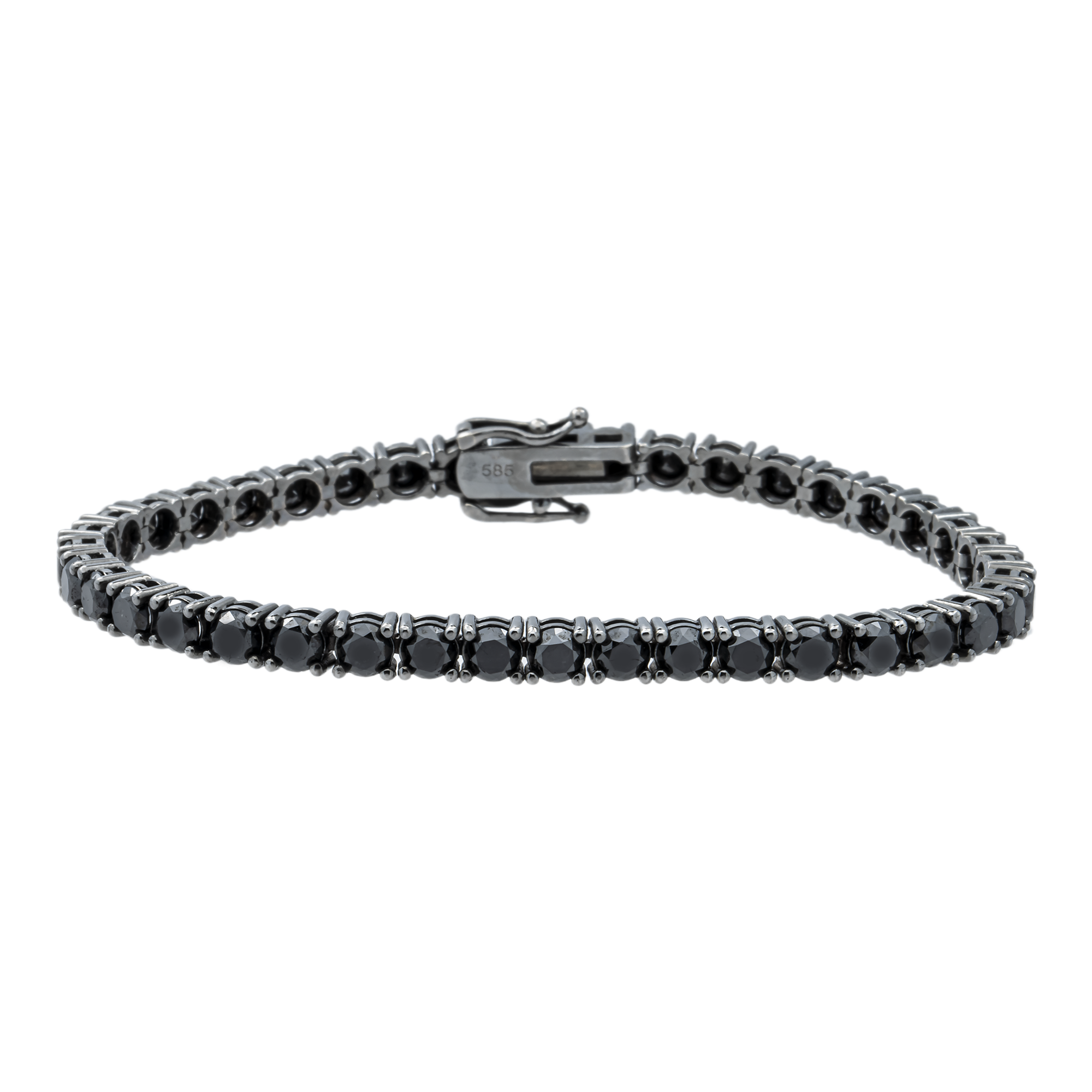 14K Black Gold Black Round Diamond Tennis Bracelet 12.56ct