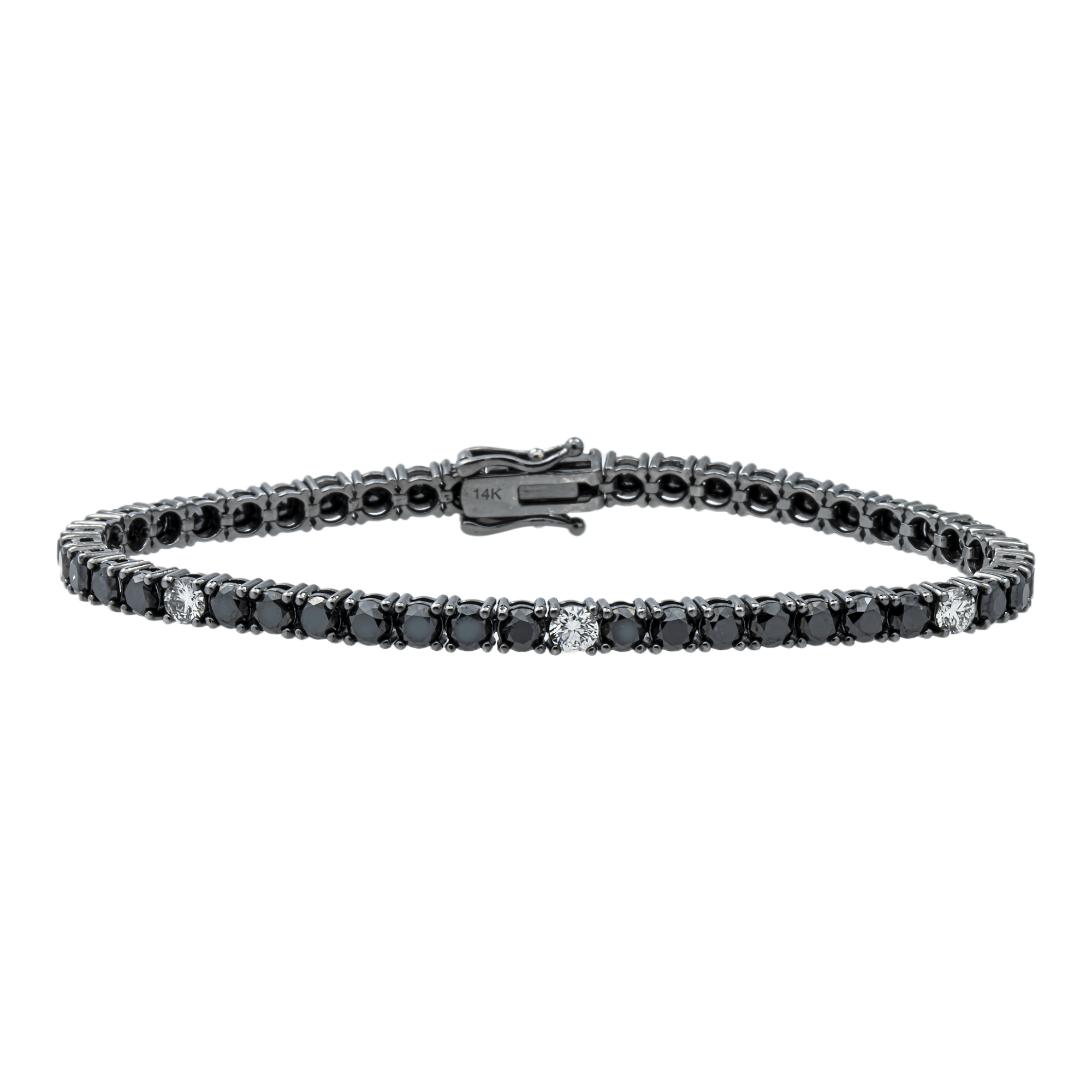 14K Black Gold White & Black Round Diamond Tennis Bracelet 8.64ct