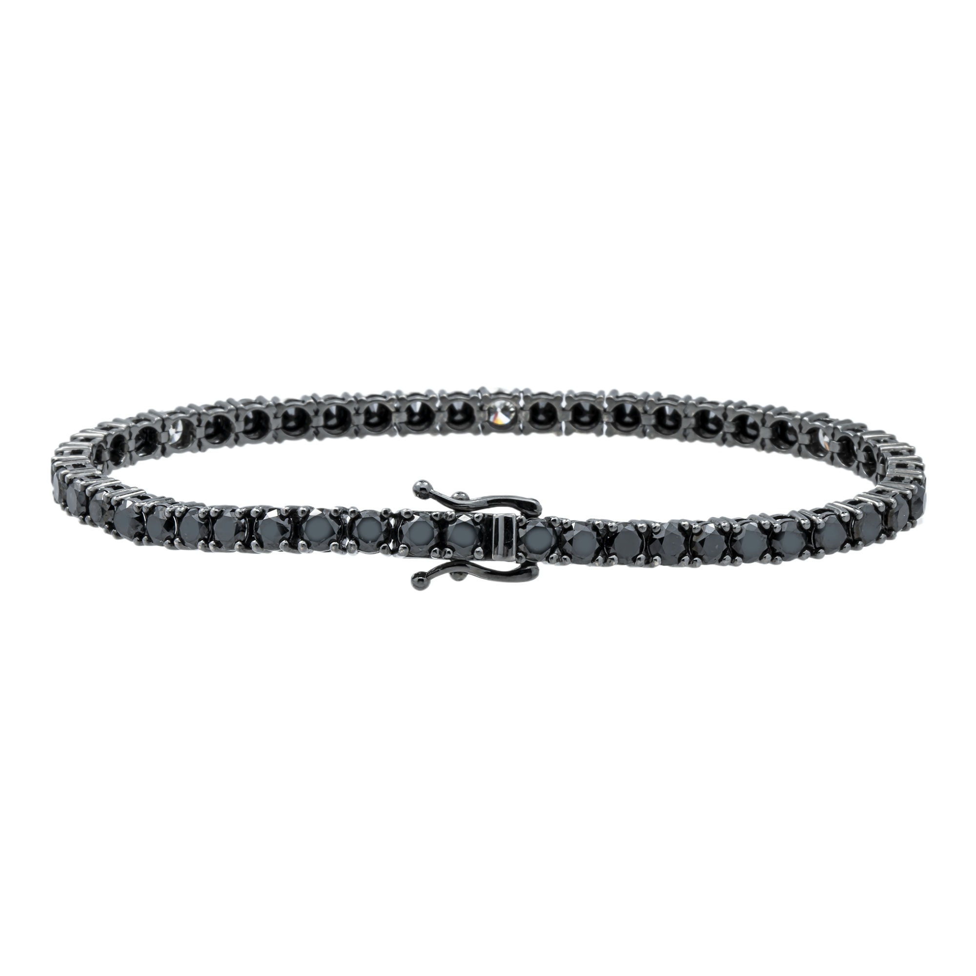 14K Black Gold White & Black Round Diamond Tennis Bracelet 8.64ct