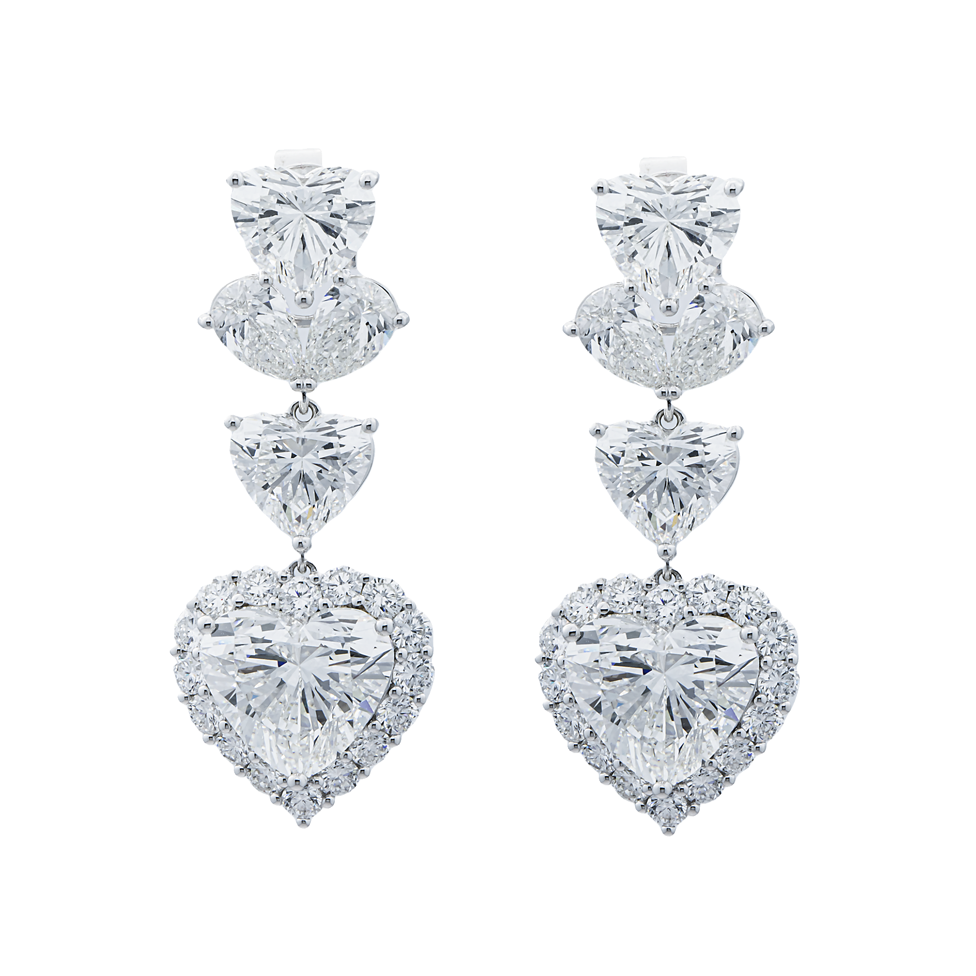 White Gold Heart Diamond Drop Earrings 18.02ctw