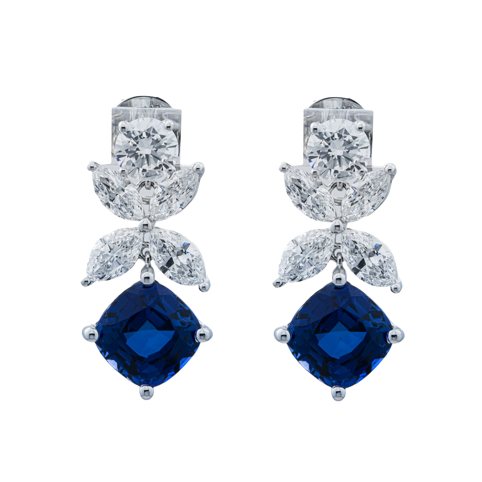 White Gold Sapphire & Diamond Drop Earrings 9.63ctw