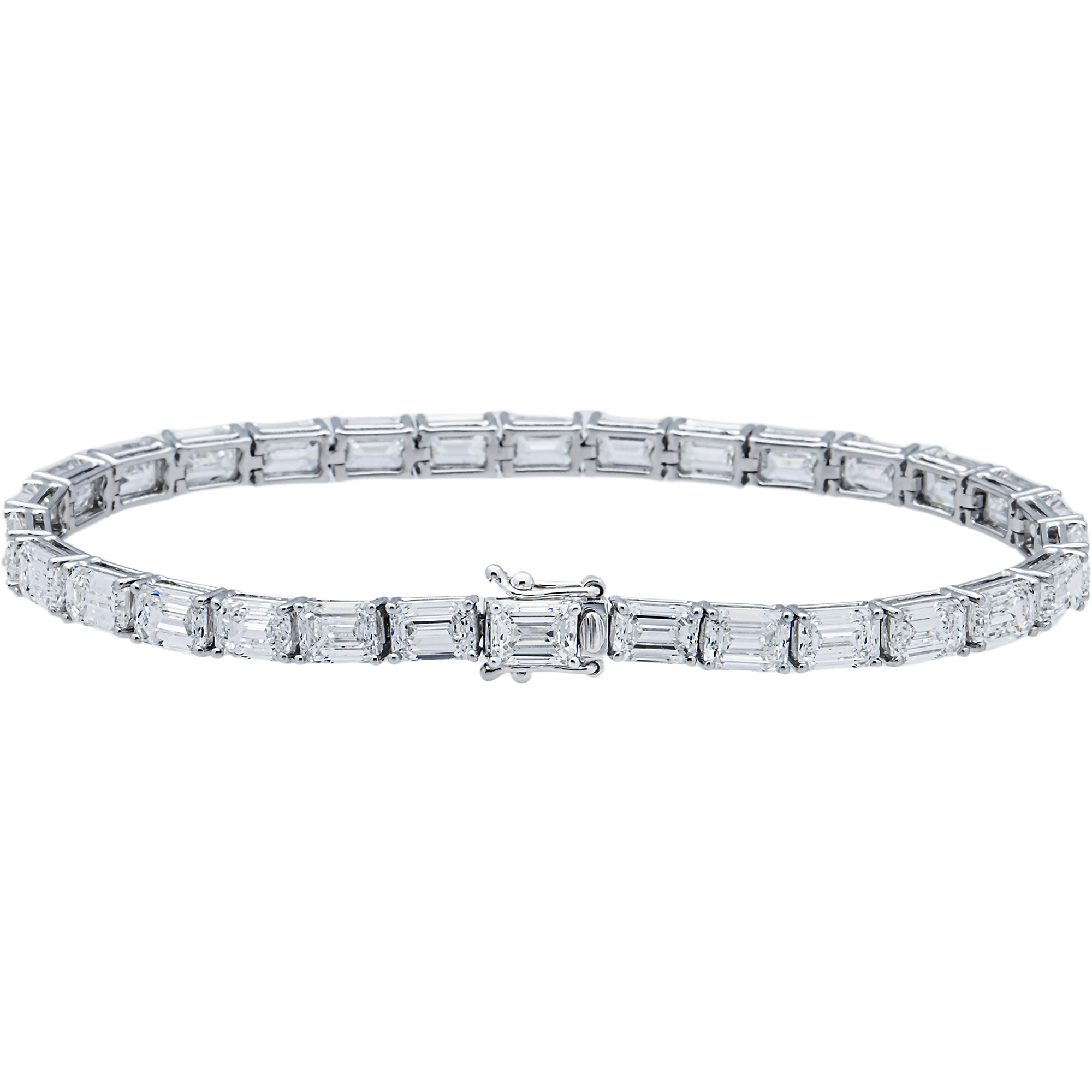 White Gold Emerald Diamond Tennis Bracelet 13.98ct