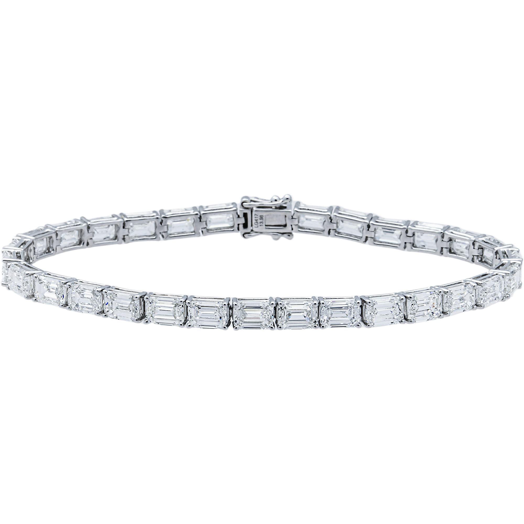 White Gold Emerald Diamond Tennis Bracelet 13.98ct