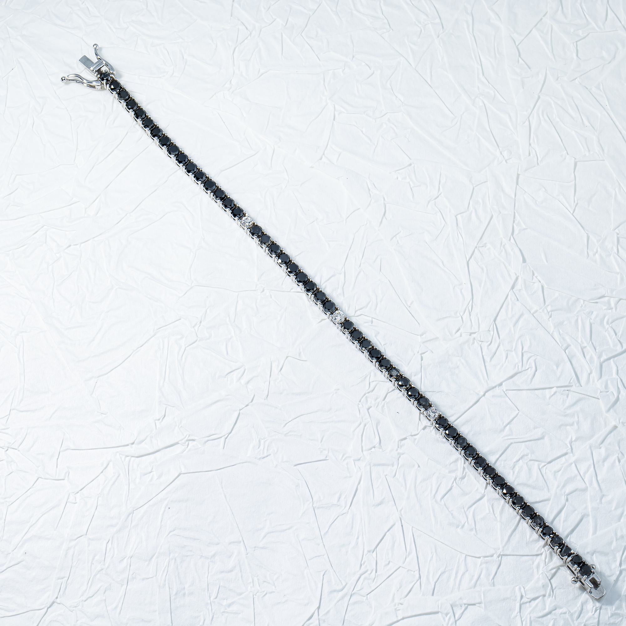14K Black Gold White & Black Round Diamond Tennis Bracelet 8.64ct