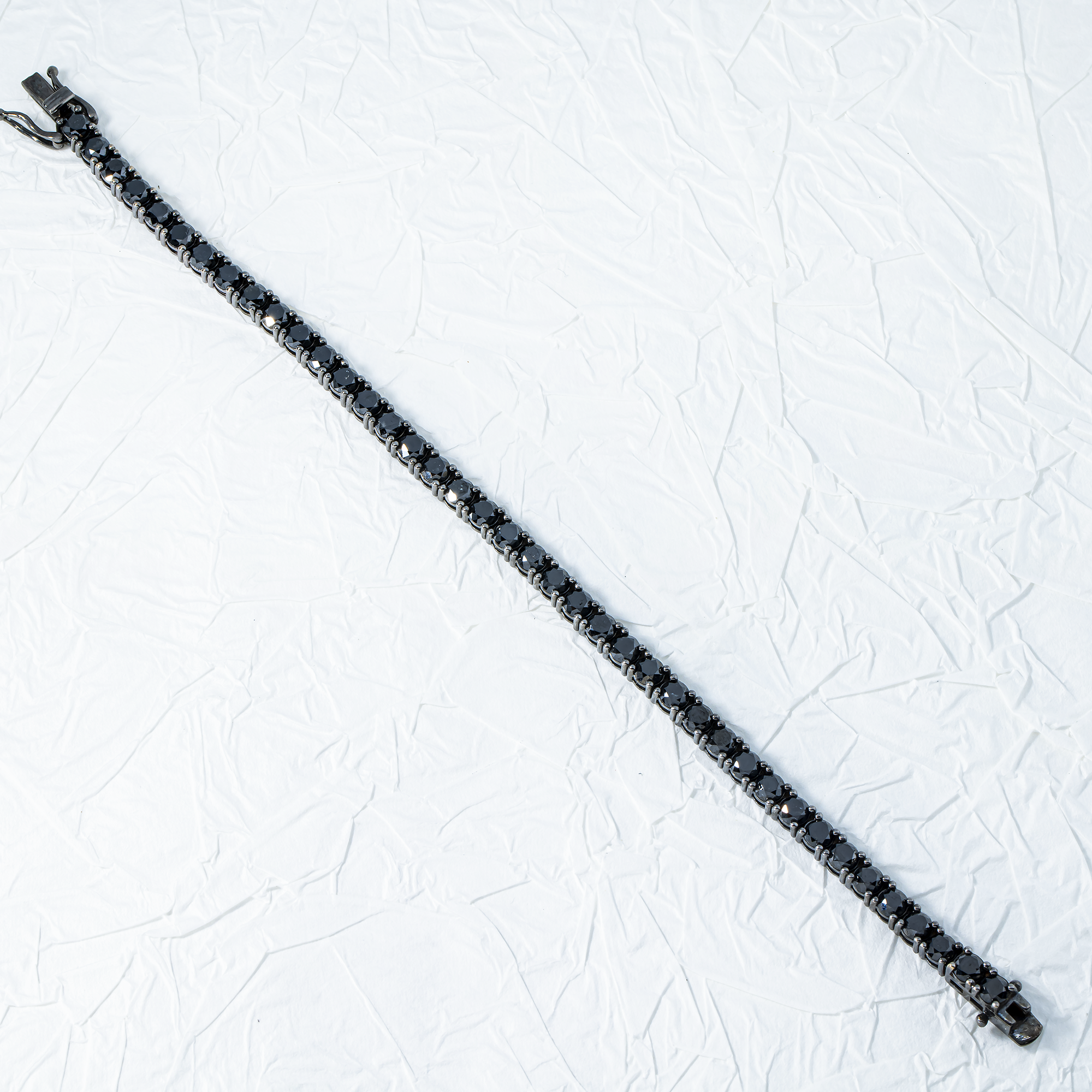 14K Black Gold Black Round Diamond Tennis Bracelet 12.56ct