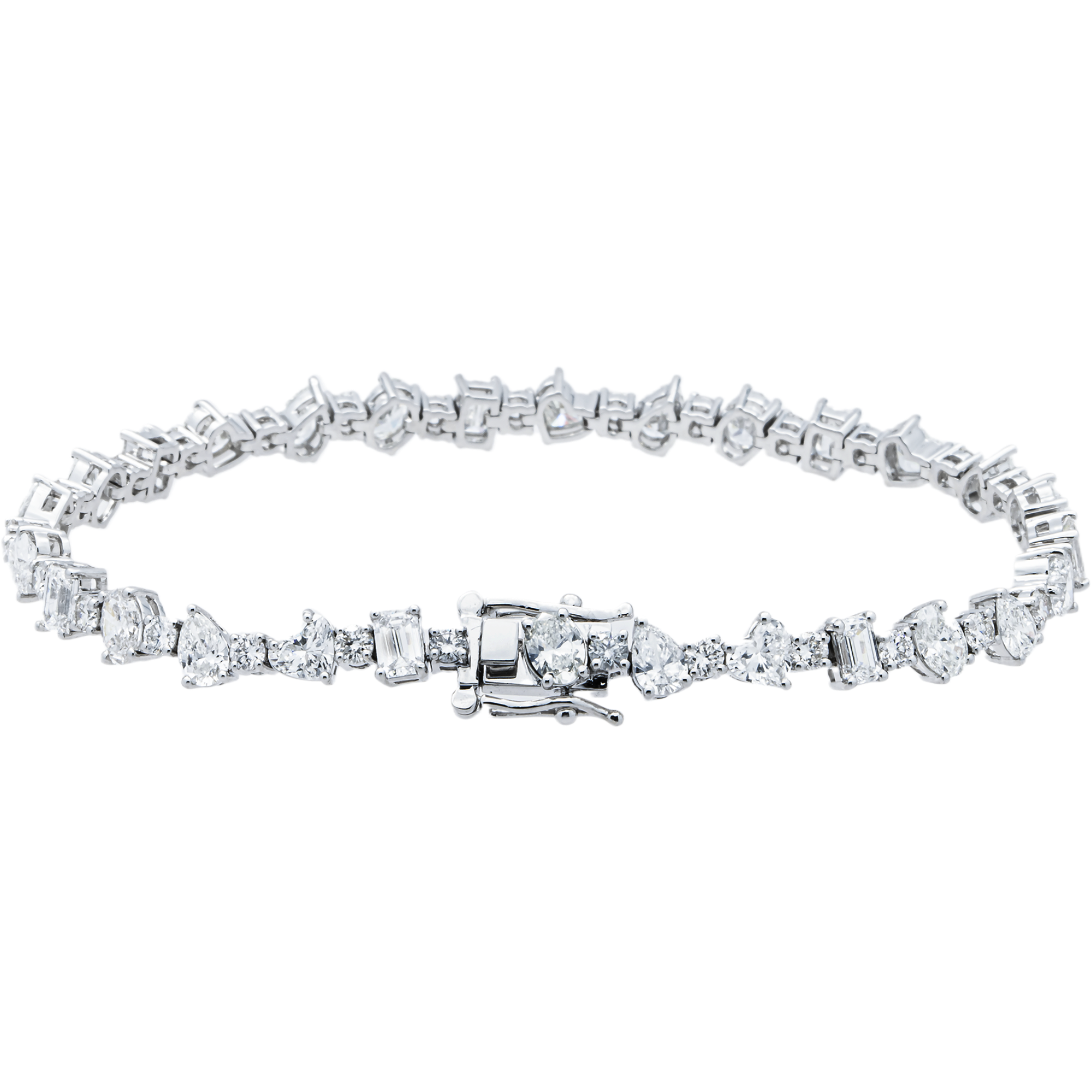 14K White Gold Multi Shape Diamond Bracelet 8.45ct