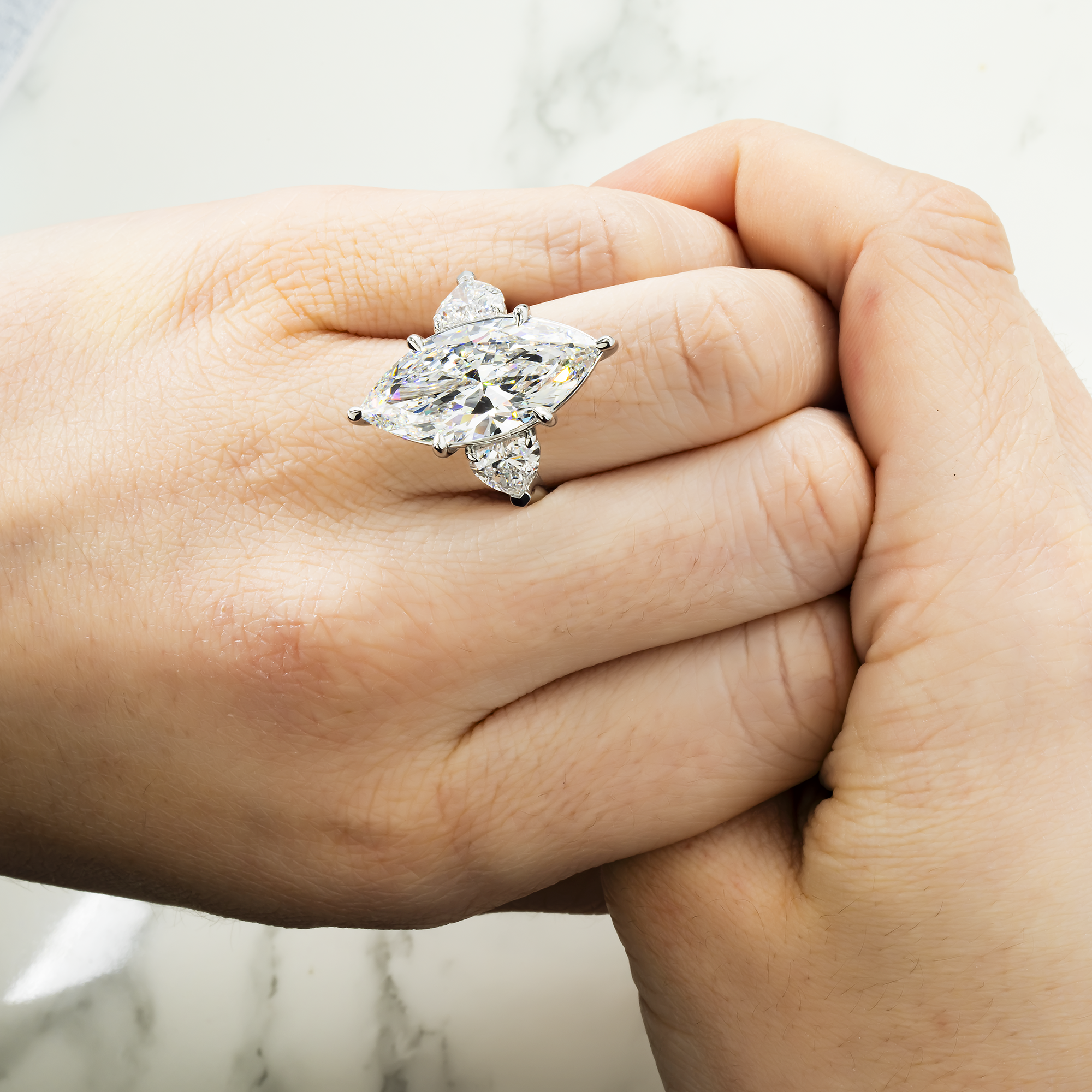 Platinum 10.06ct Marquise Diamond Engagement Ring 12.14ctw
