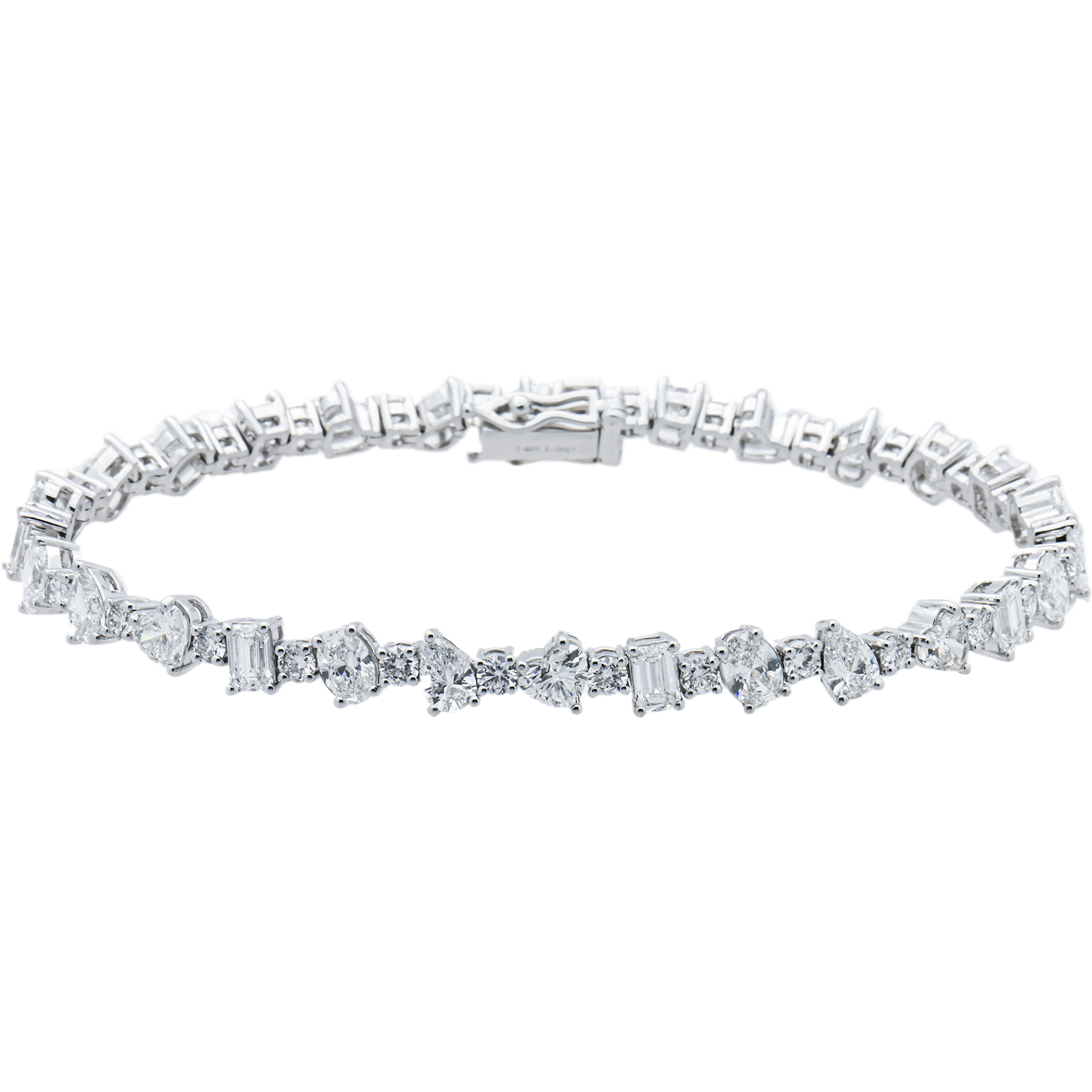 14K White Gold Multi Shape Diamond Bracelet 8.45ct