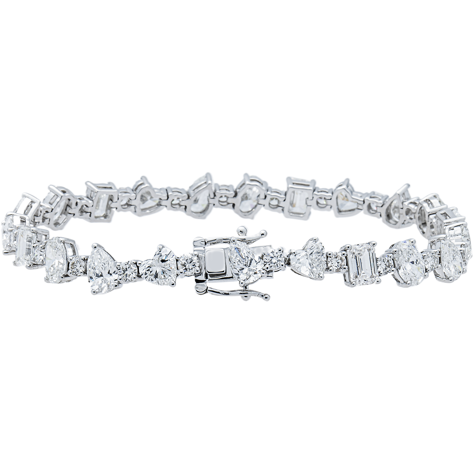 14K White Gold Multi Shape Diamond Bracelet 14.31ct