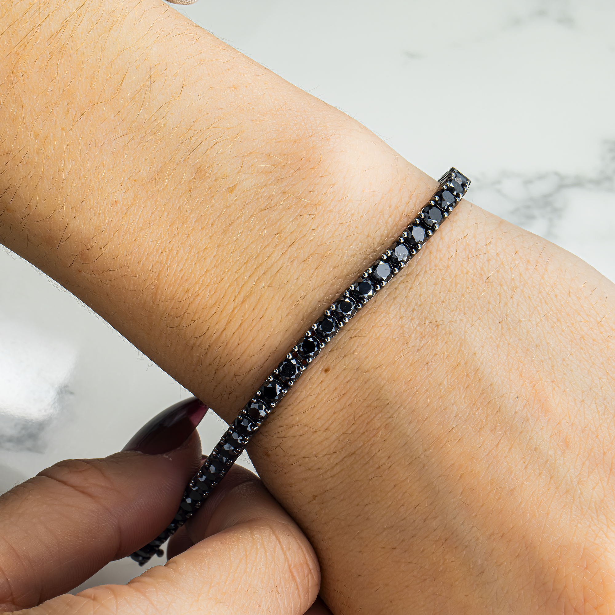 14K Black Gold Black Round Diamond Tennis Bracelet 12.56ct