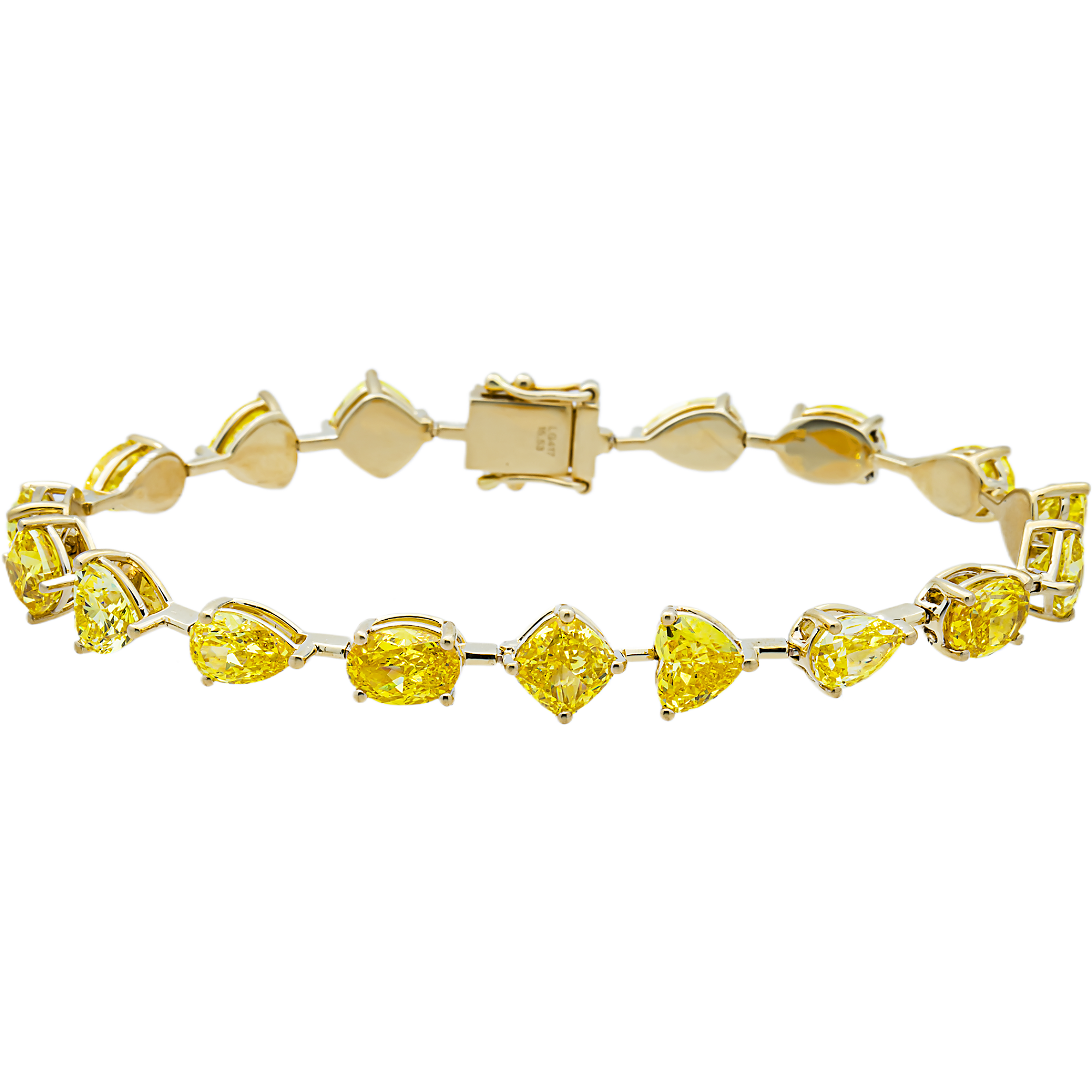 Yellow Gold Fancy Yellow Multi Shape Diamond Bracelet 15.53ct