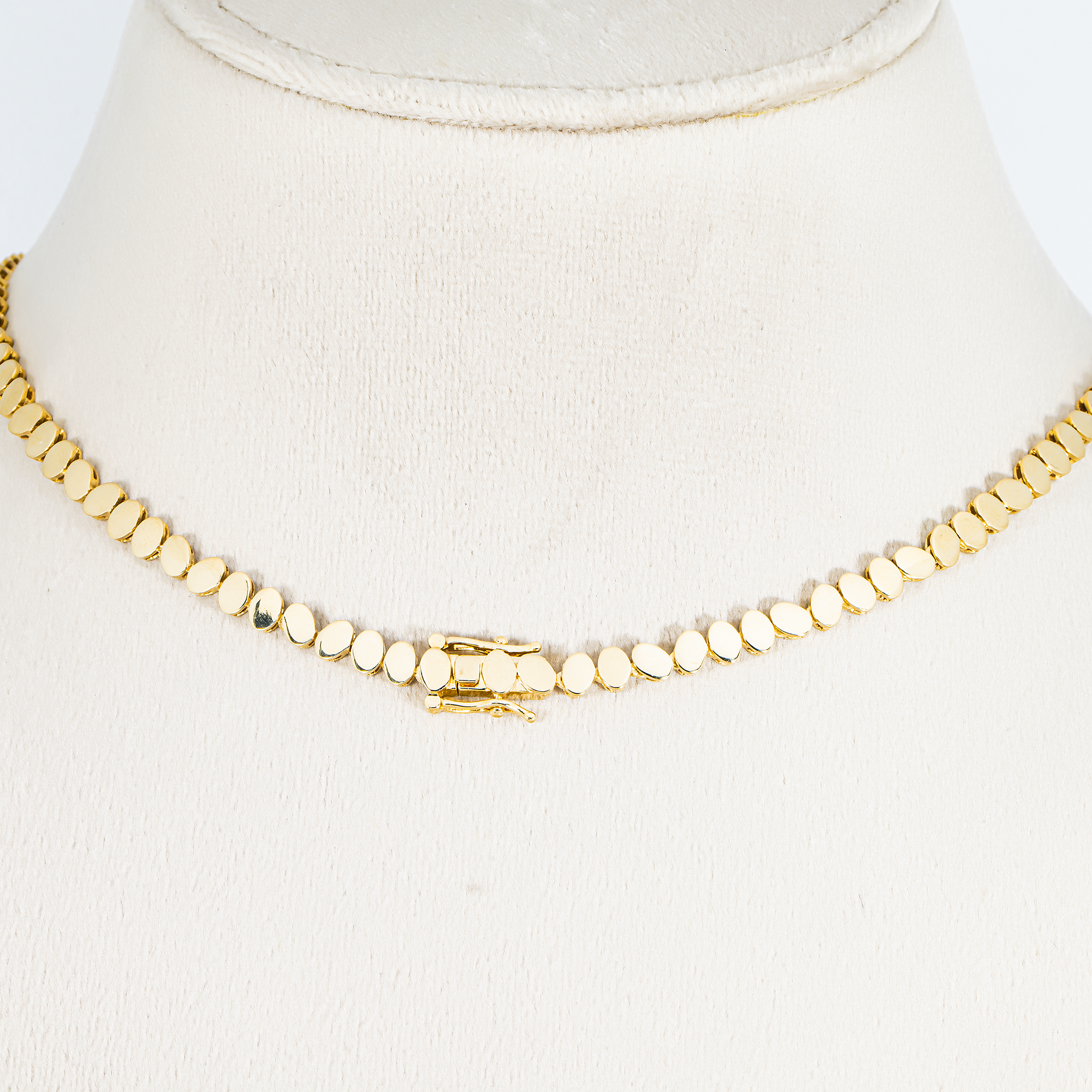 14K Yellow Gold Bezel Set Oval Cut Diamond Tennis Chain 12.91ct
