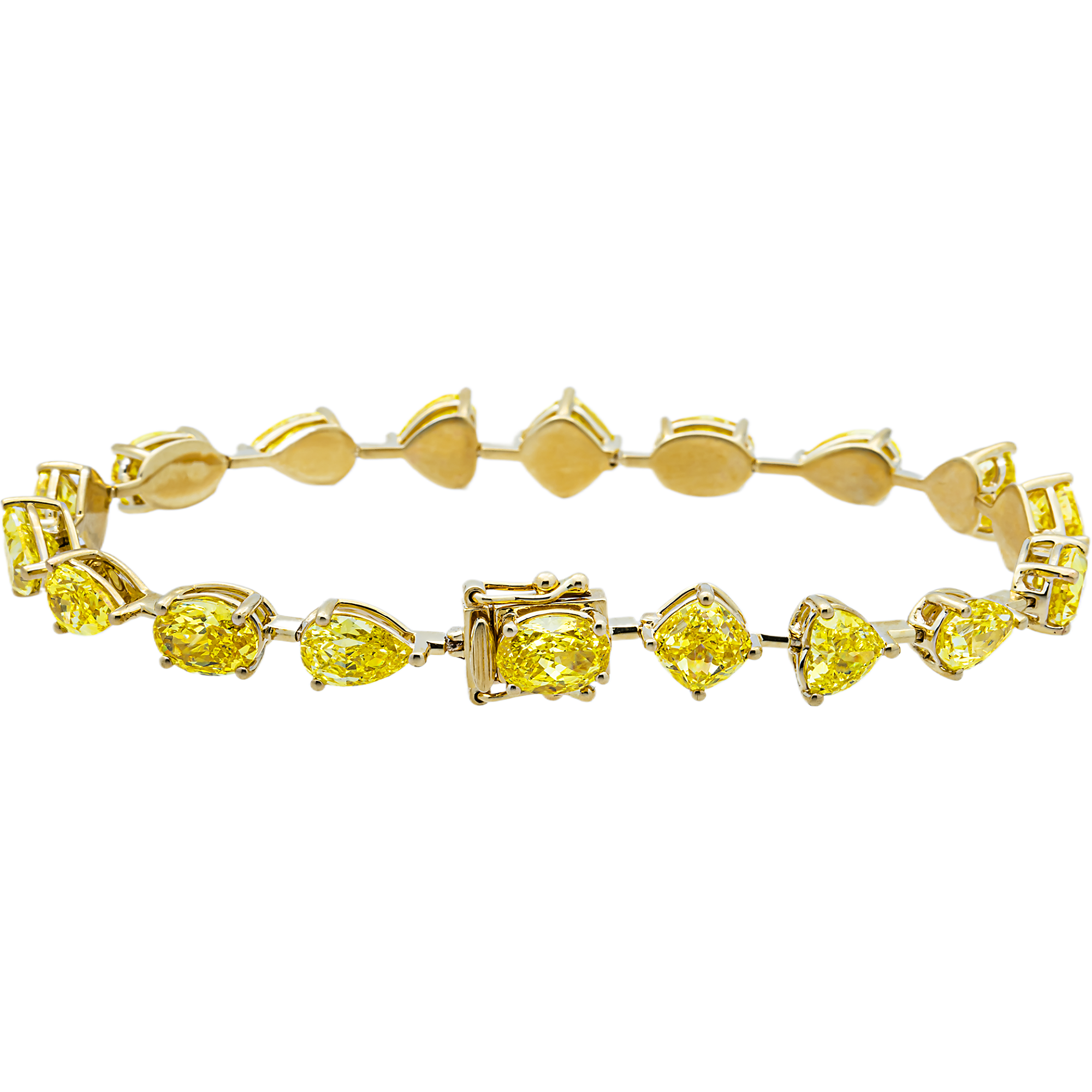 Yellow Gold Fancy Yellow Multi Shape Diamond Bracelet 15.53ct