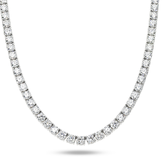 14K White Gold Round Diamond Tennis Chain