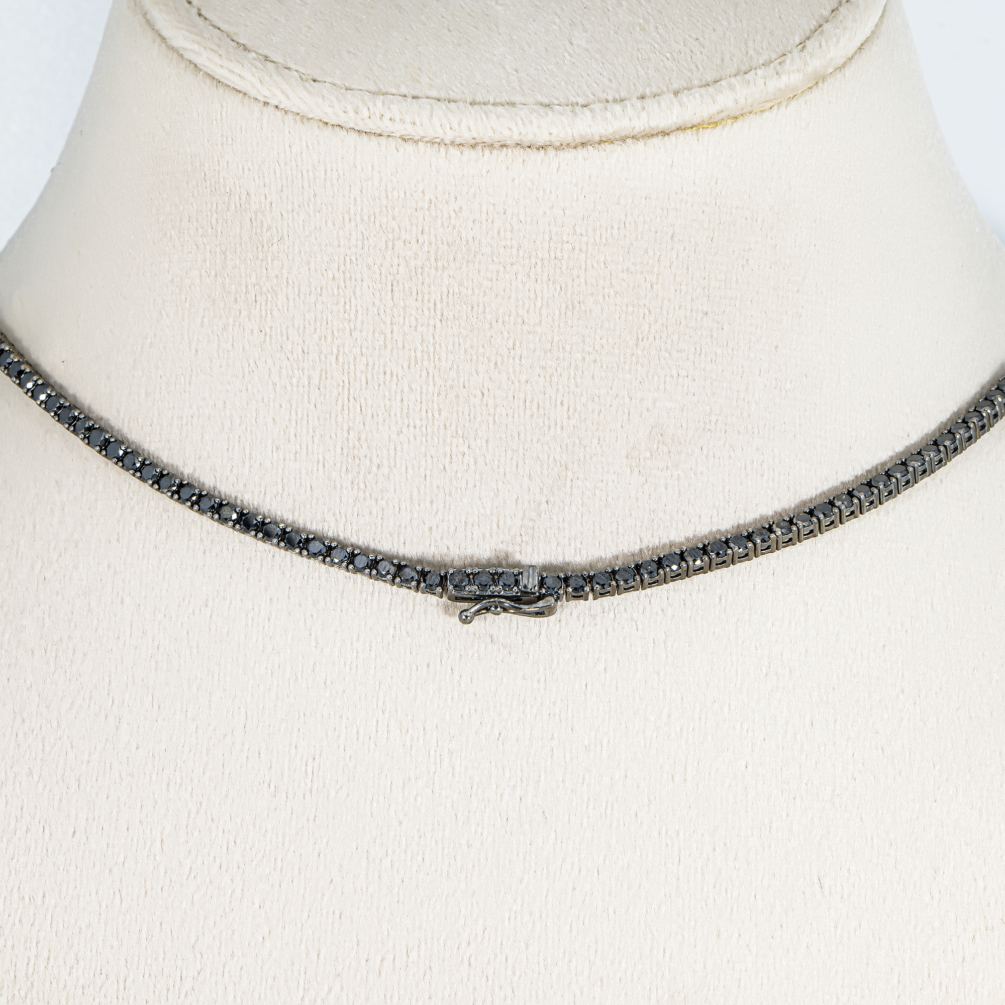 14K Black Gold Black Round Diamond Tennis Chain 9.65ct
