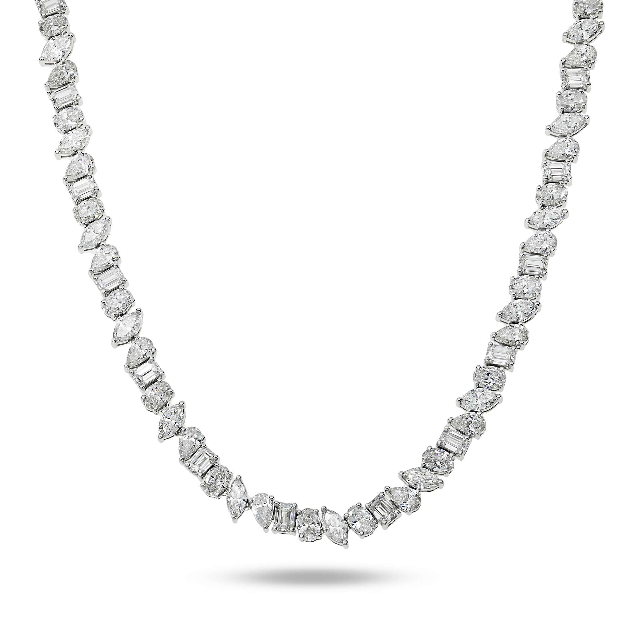 14K White Gold Multi Cut Diamond Necklace 31.28ct