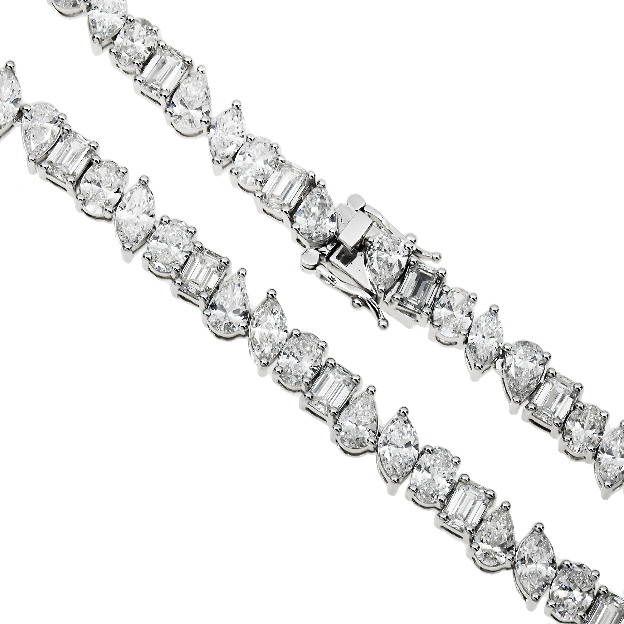 14K White Gold Multi Cut Diamond Necklace 31.28ct