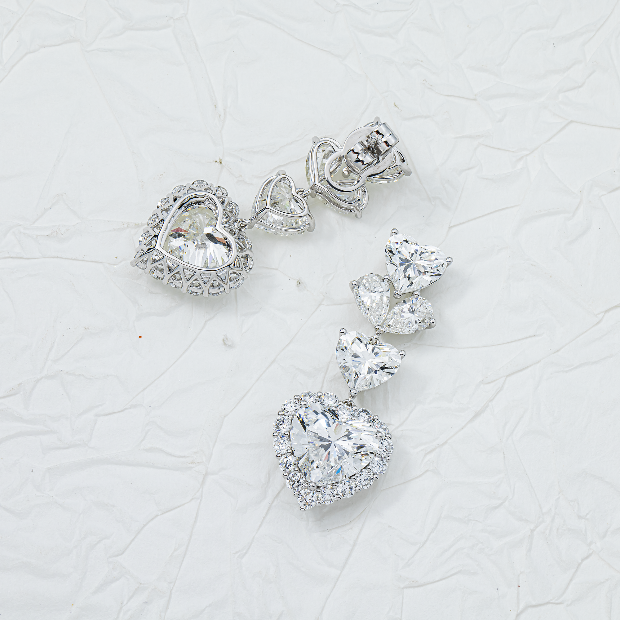 White Gold Heart Diamond Drop Earrings 18.02ctw