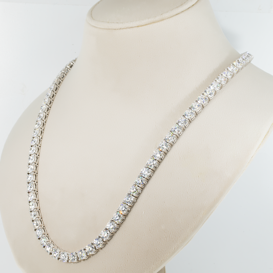 14K White Gold Round Diamond Tennis Chain 81.09ct (16"-22")