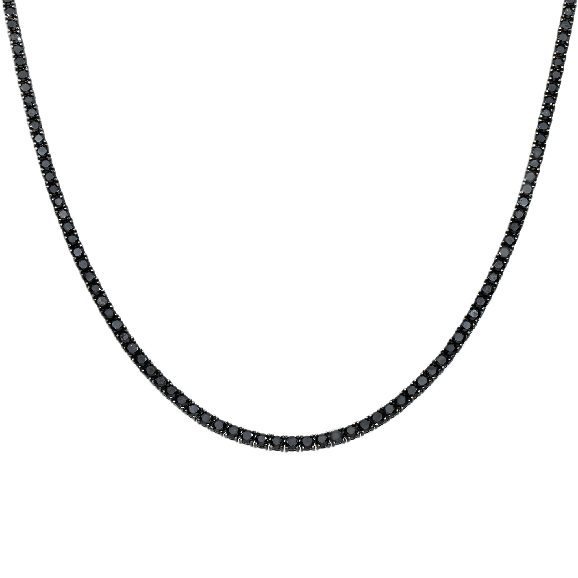 14K Black Gold Black Round Diamond Tennis Chain 17.34ct