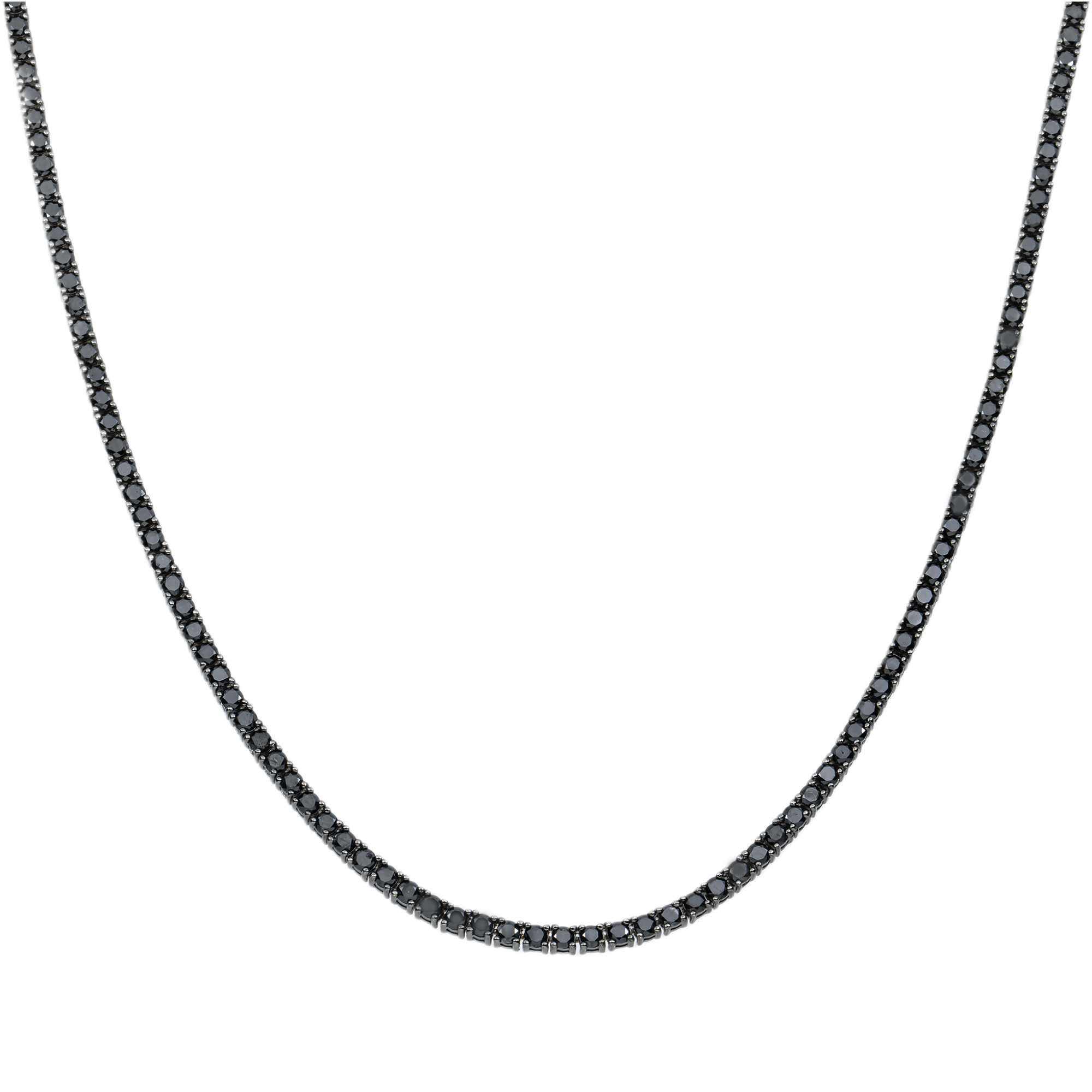 14K Black Gold Black Round Diamond Tennis Chain 9.65ct