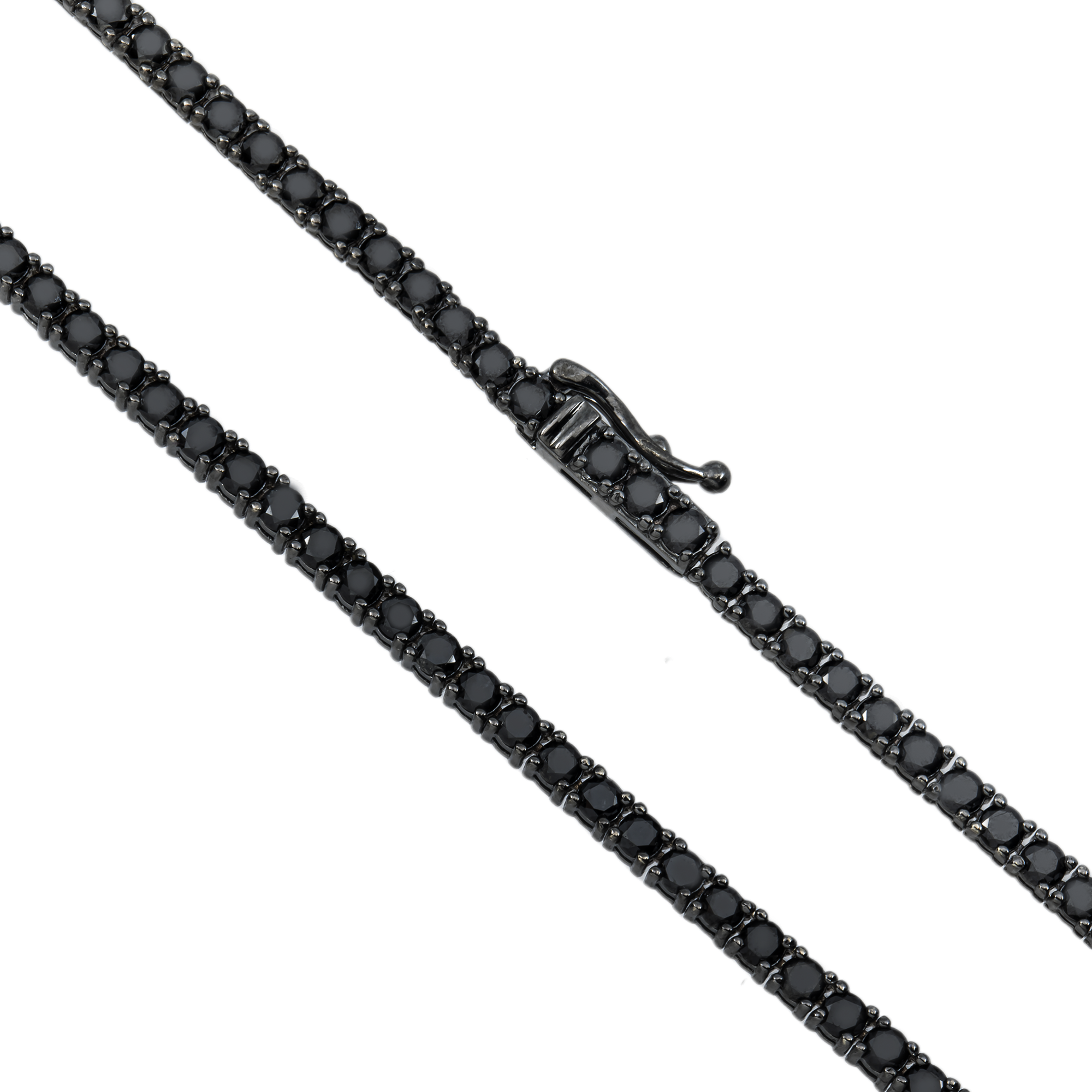 14K Black Gold Black Round Diamond Tennis Chain 9.65ct