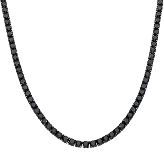 14K Black Gold Black Round Diamond Tennis Chain 35.29ct