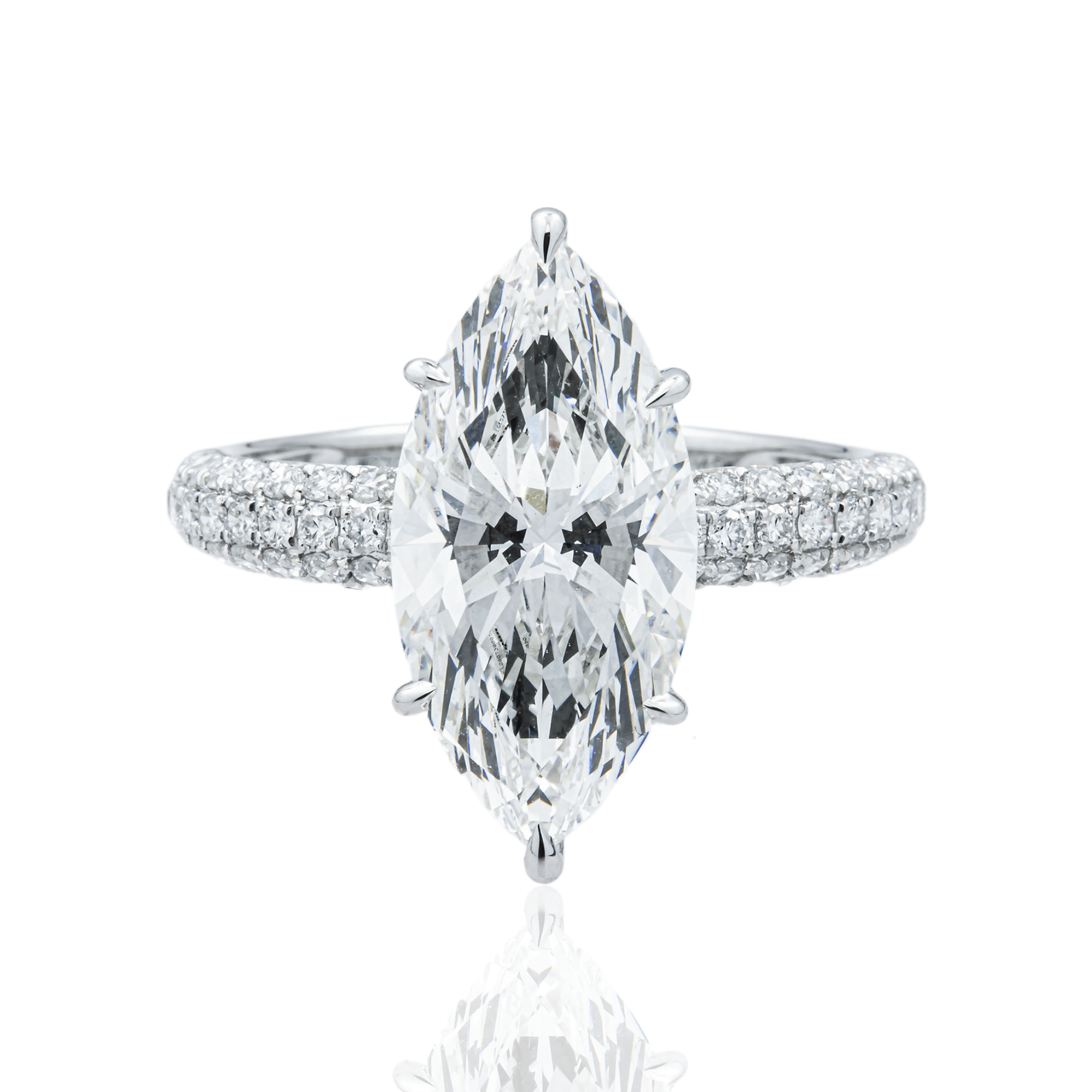 18K White Gold 4.43ct Marquise Diamond Engagement Ring 4.95ctw