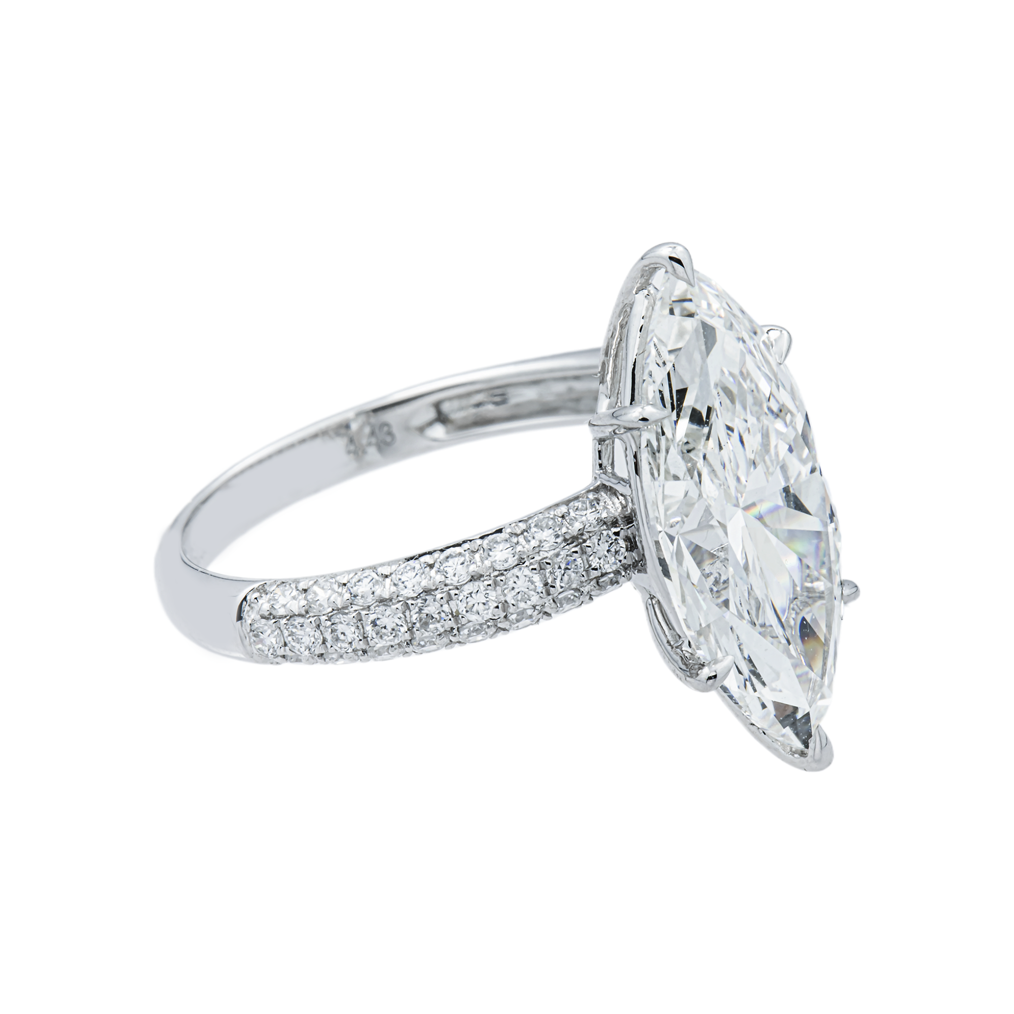 18K White Gold 4.43ct Marquise Diamond Engagement Ring 4.95ctw