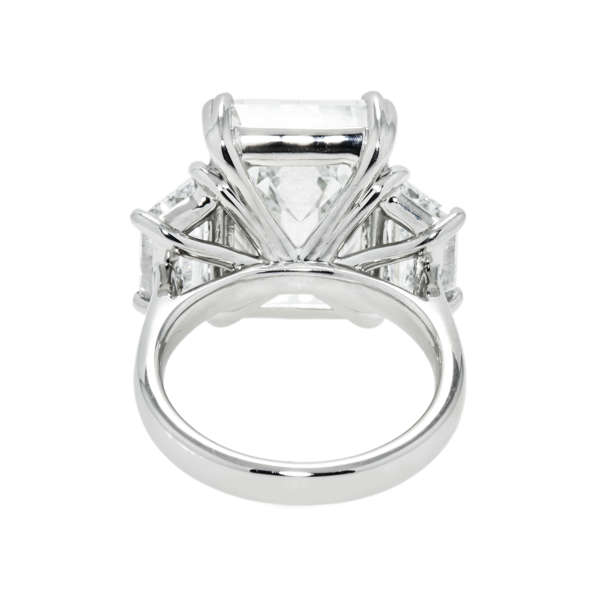 Platinum 16.09ctEmerald Cut Triple Diamond Engagement Ring 19.22ctw