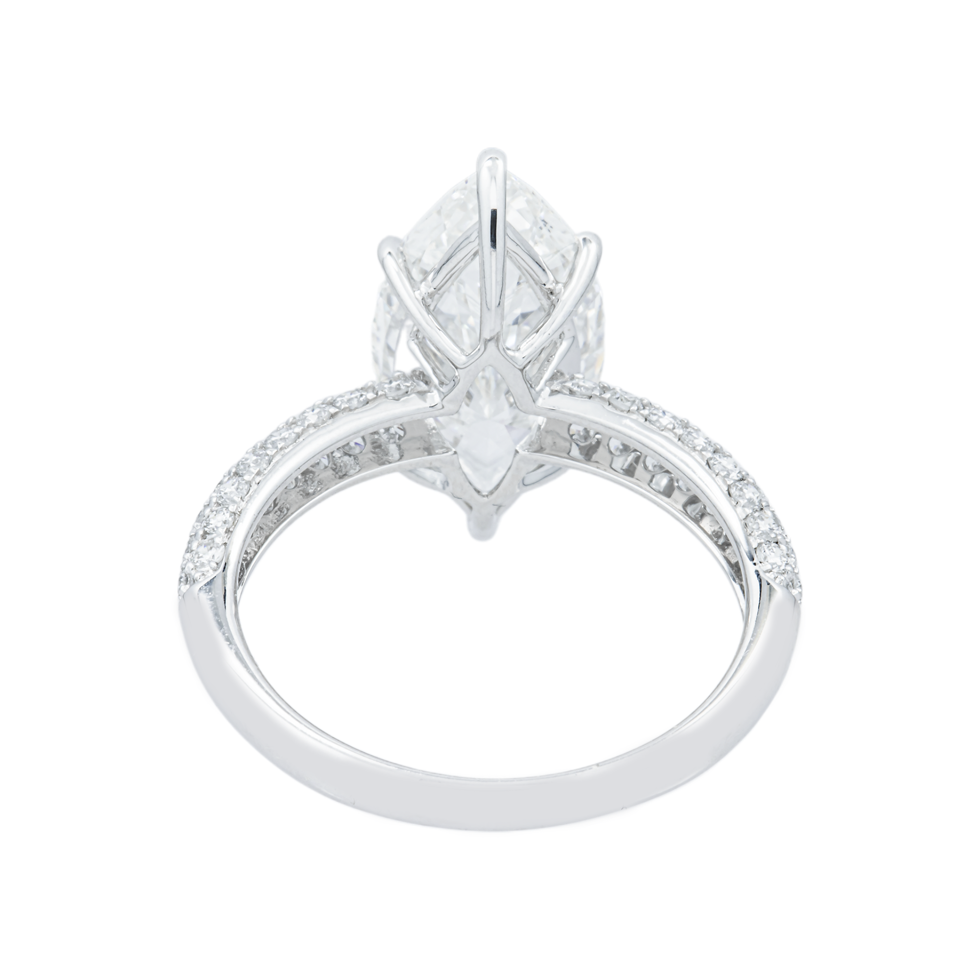 18K White Gold 4.43ct Marquise Diamond Engagement Ring 4.95ctw