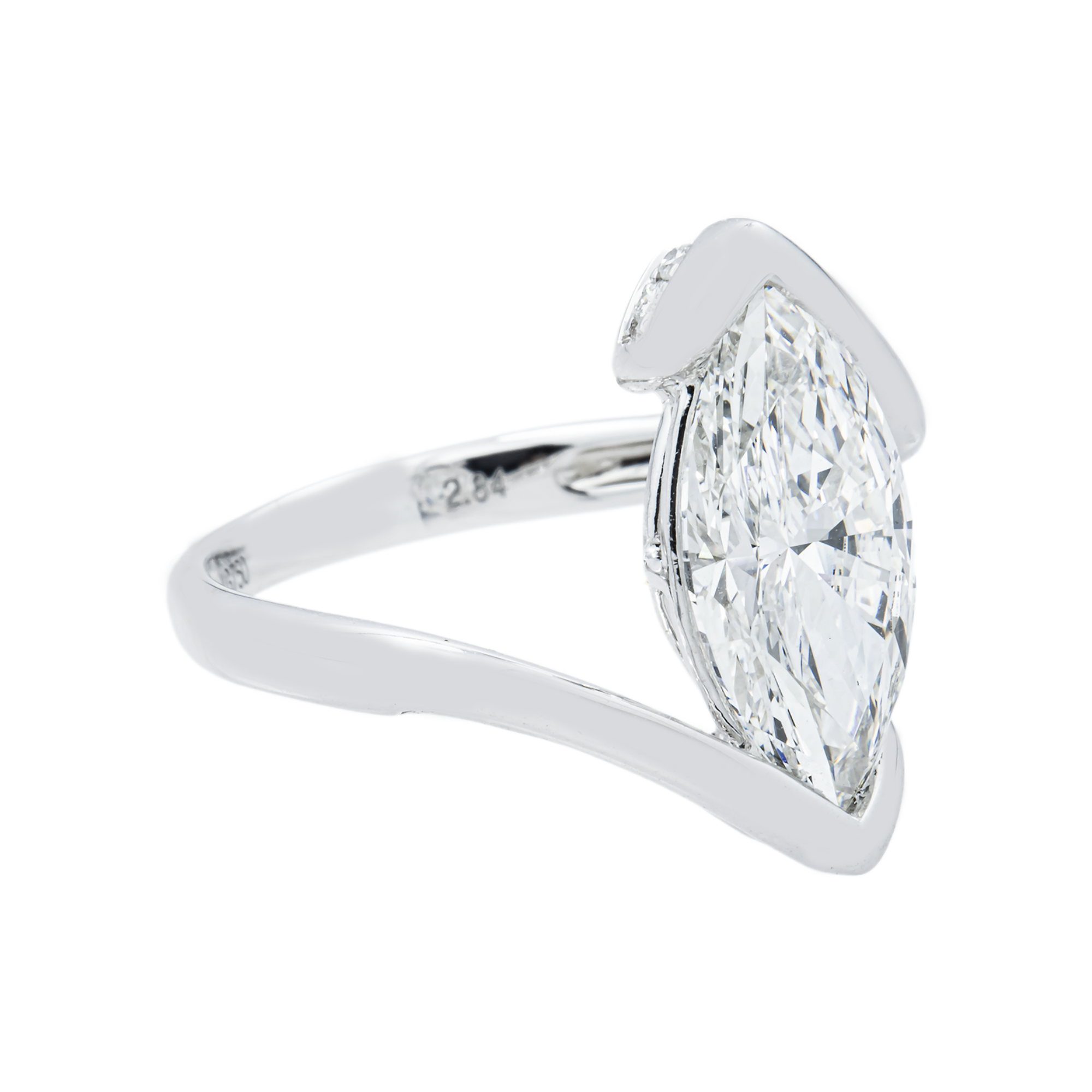 18K White Gold 2.84ct Marquise Diamond Engagement Ring 3.03ctw