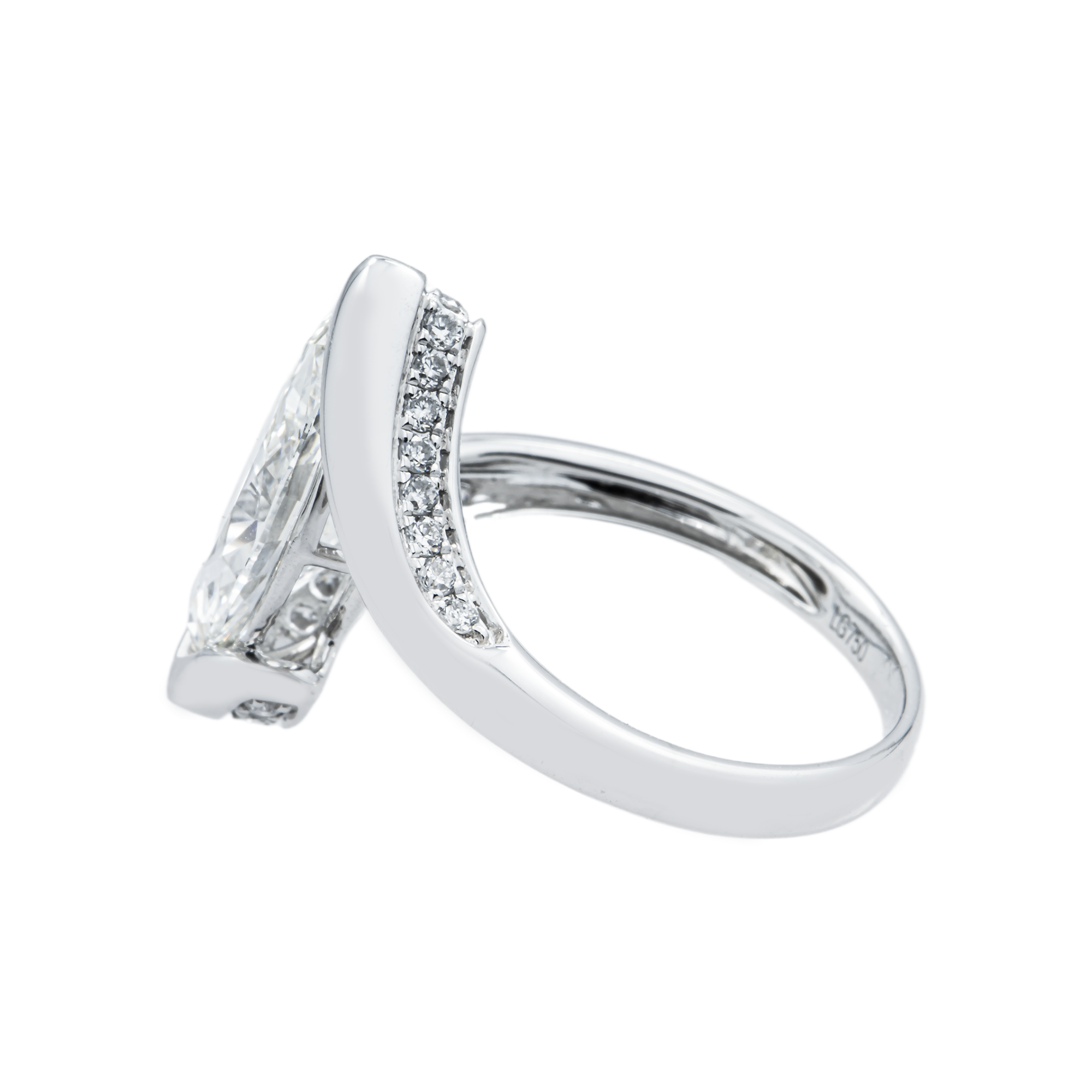 18K White Gold 2.84ct Marquise Diamond Engagement Ring 3.03ctw