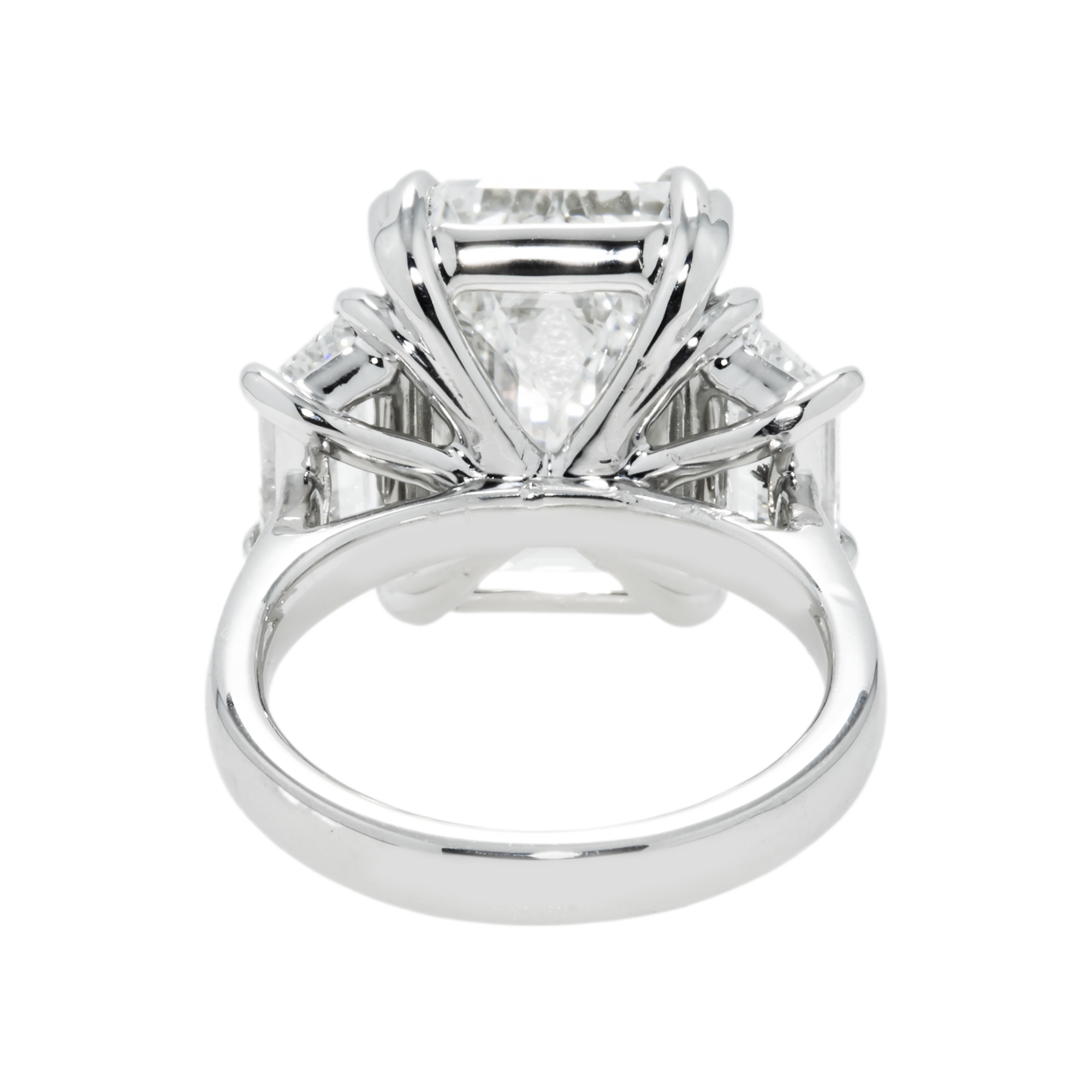 Platinum 10.53ct Emerald Cut Triple Diamond Engagement Ring 12.70ctw