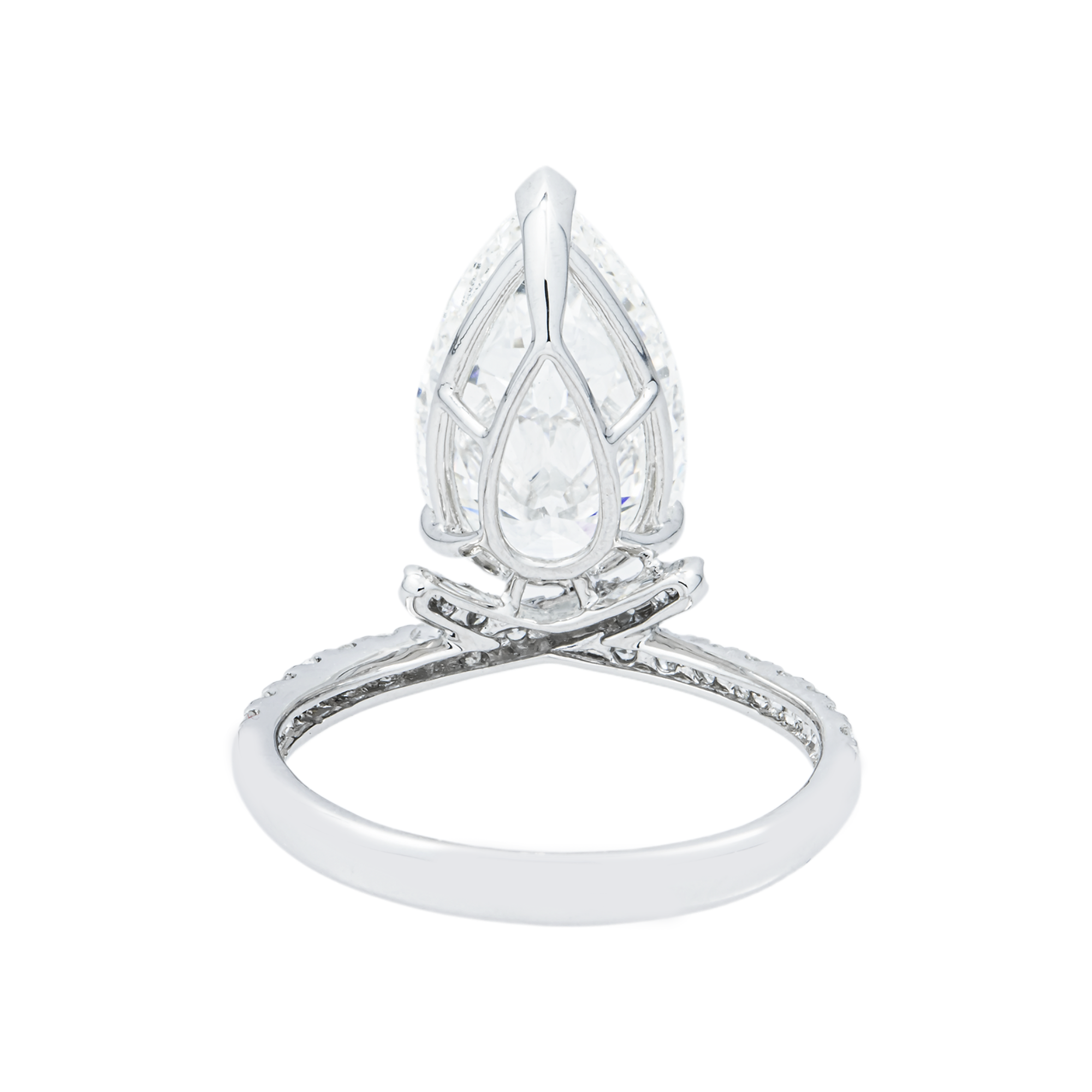 18K White Gold 4.39ct Pear Diamond Engagement Ring 4.81ctw