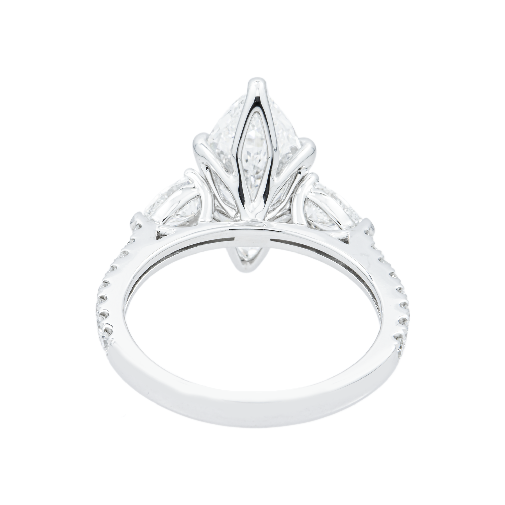 18K White Gold 2.92ct Marquise Diamond Engagement Ring 3.79ctw