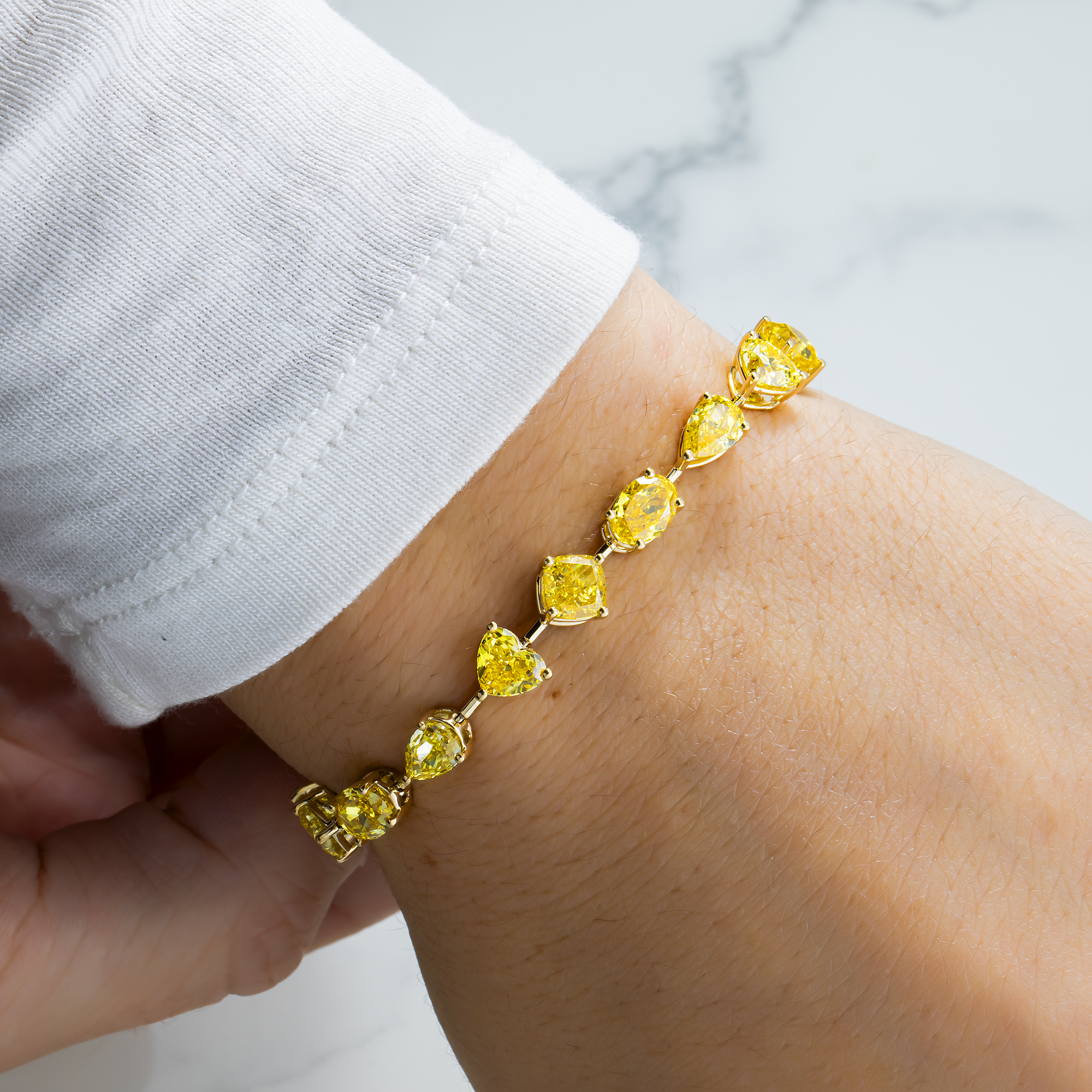 Yellow Gold Fancy Yellow Multi Shape Diamond Bracelet 15.53ct