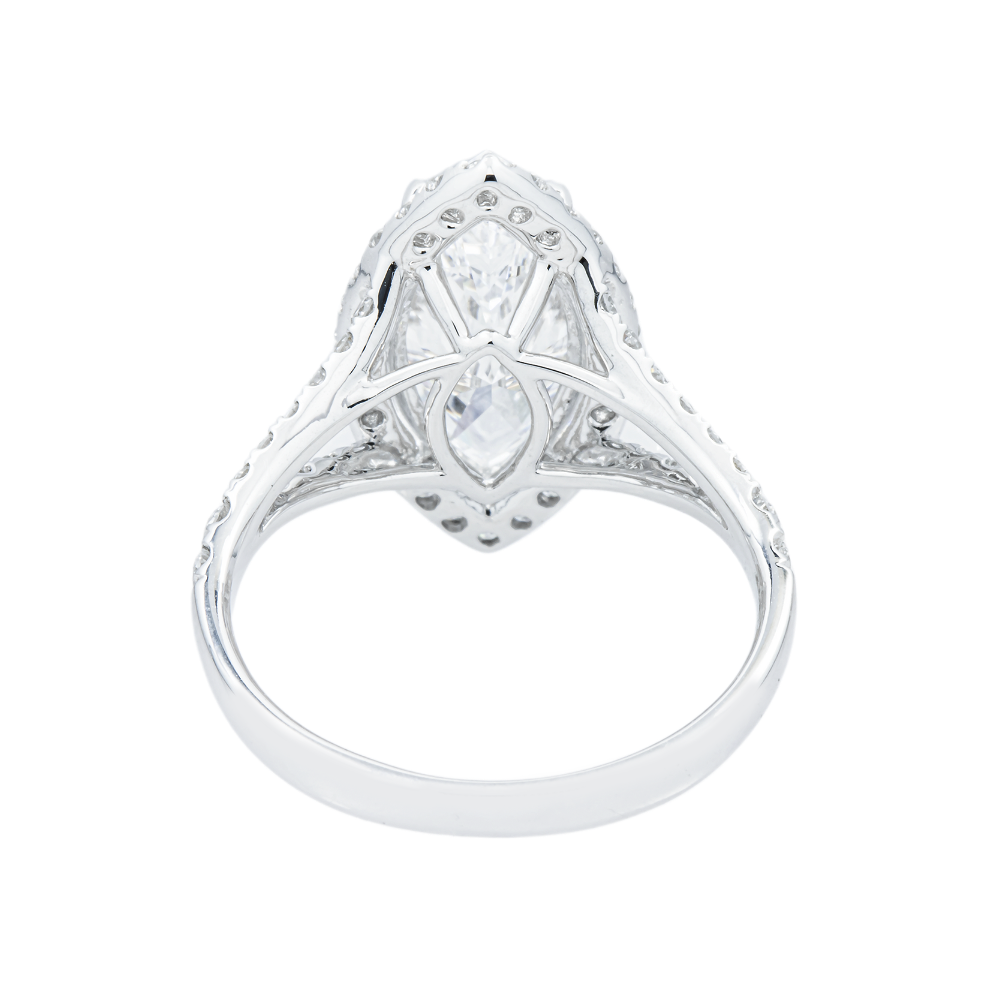 18K White Gold 2.77ct Marquise Diamond Engagement Ring 3.52ctw