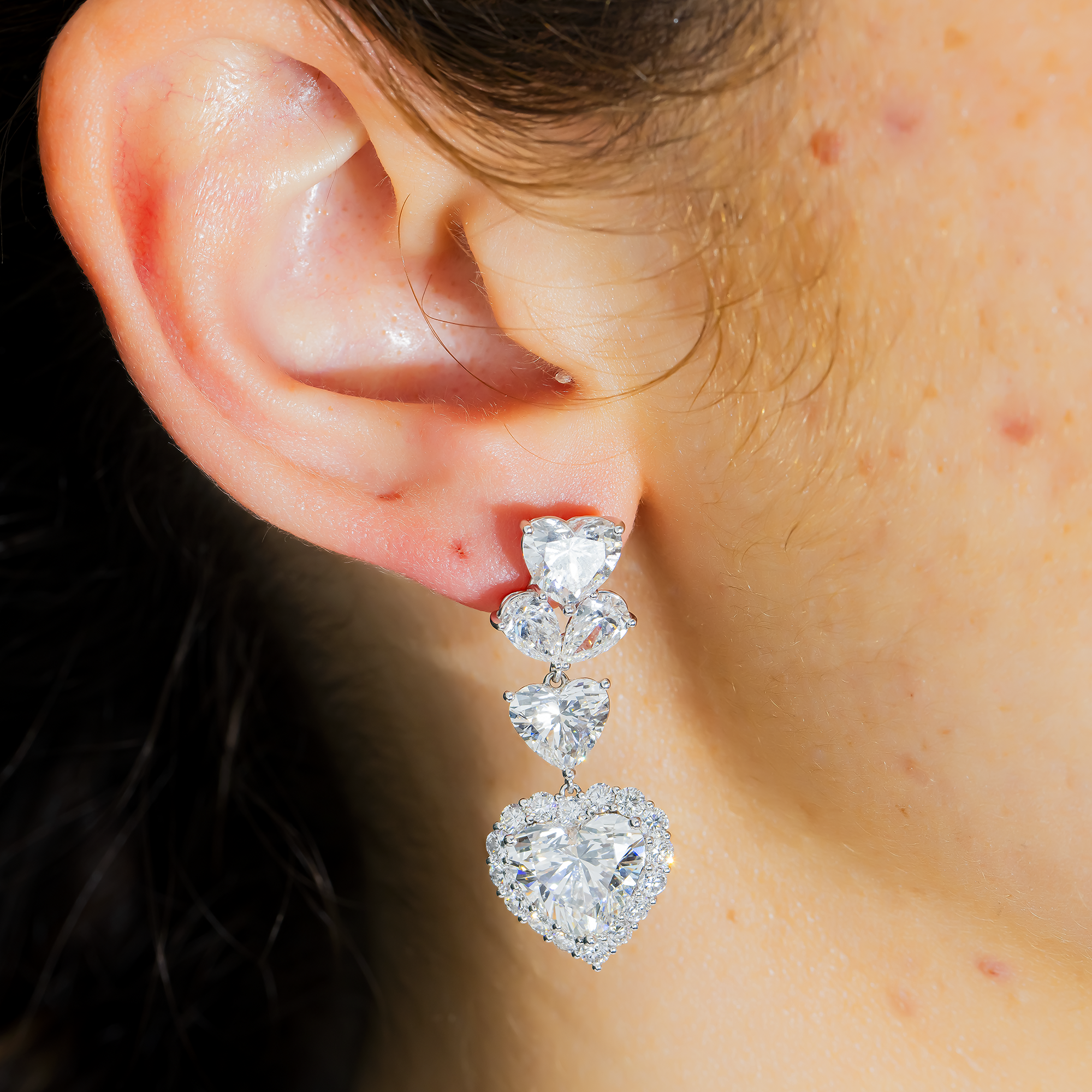 White Gold Heart Diamond Drop Earrings 18.02ctw