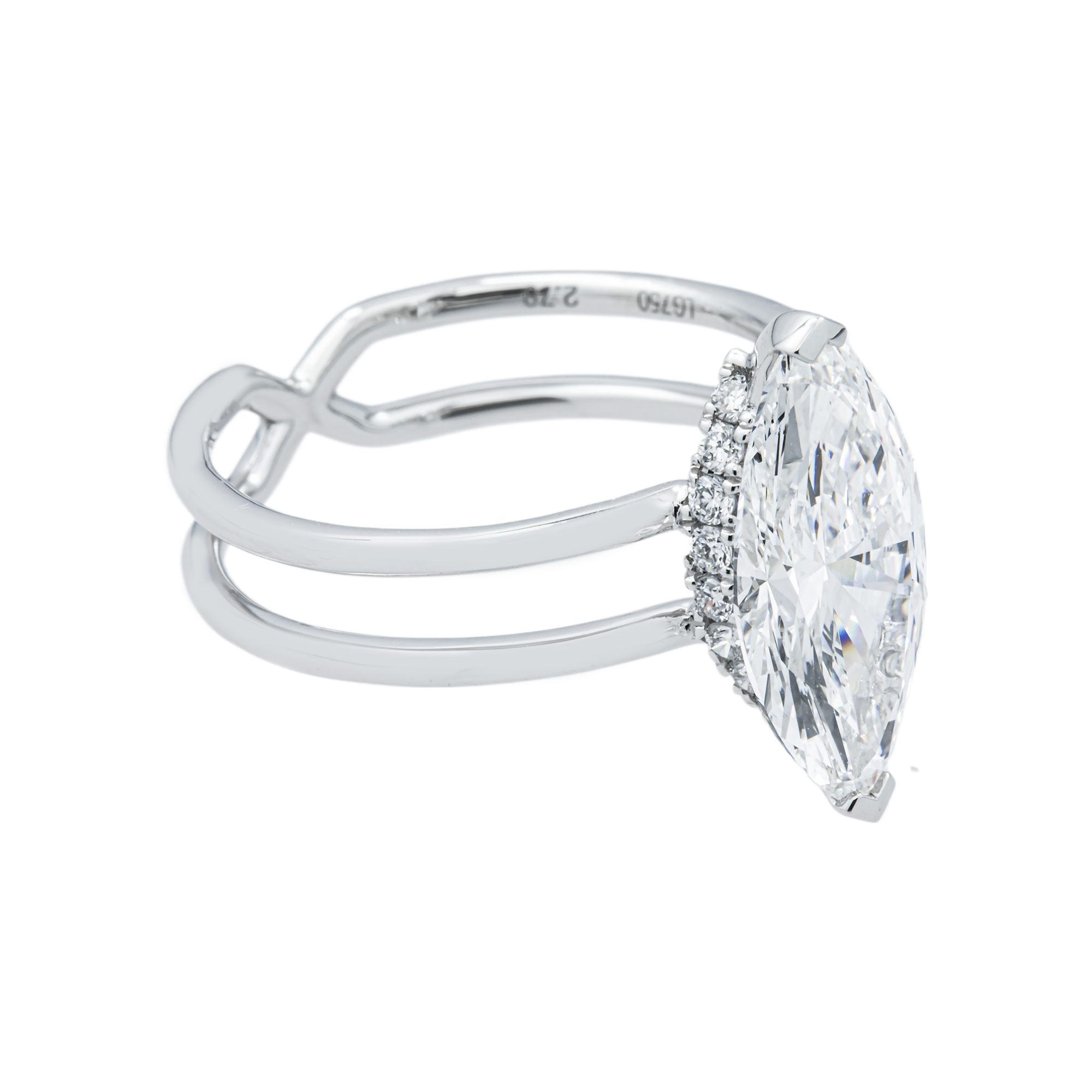18K White Gold 2.79ct Marquise Diamond Engagement Ring 3.0ctw