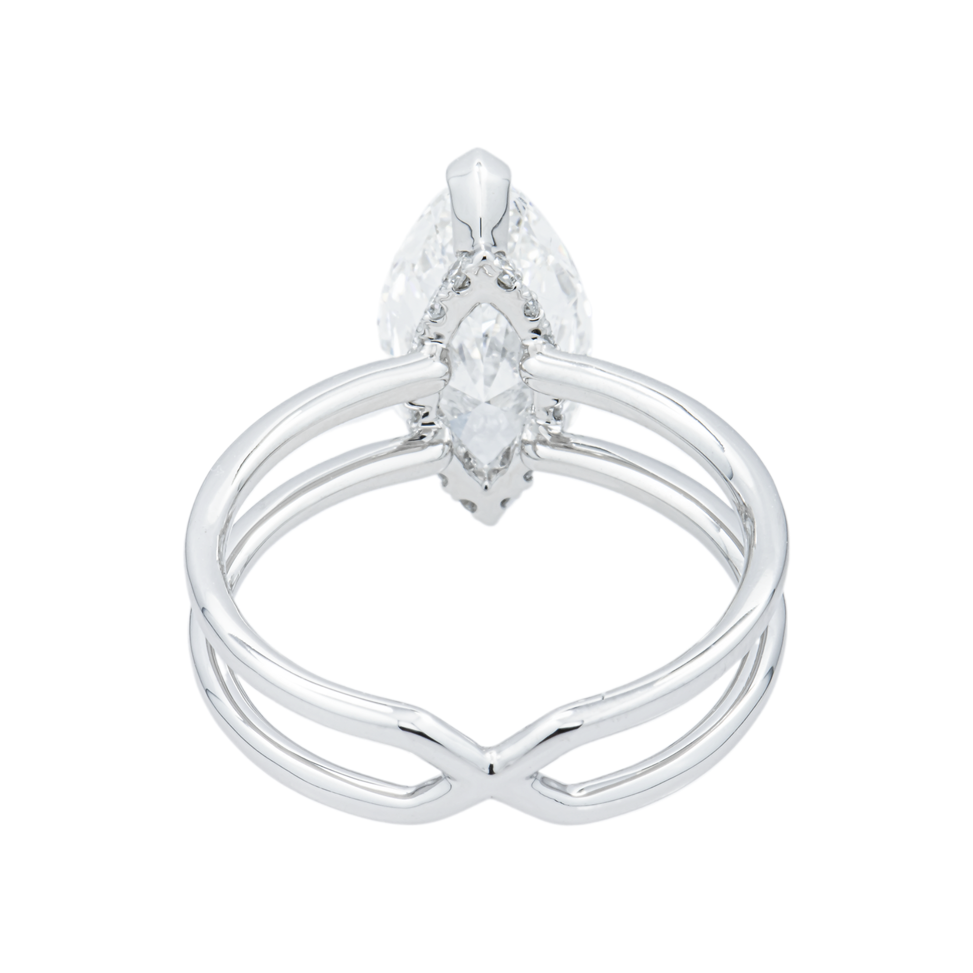 18K White Gold 2.79ct Marquise Diamond Engagement Ring 3.0ctw