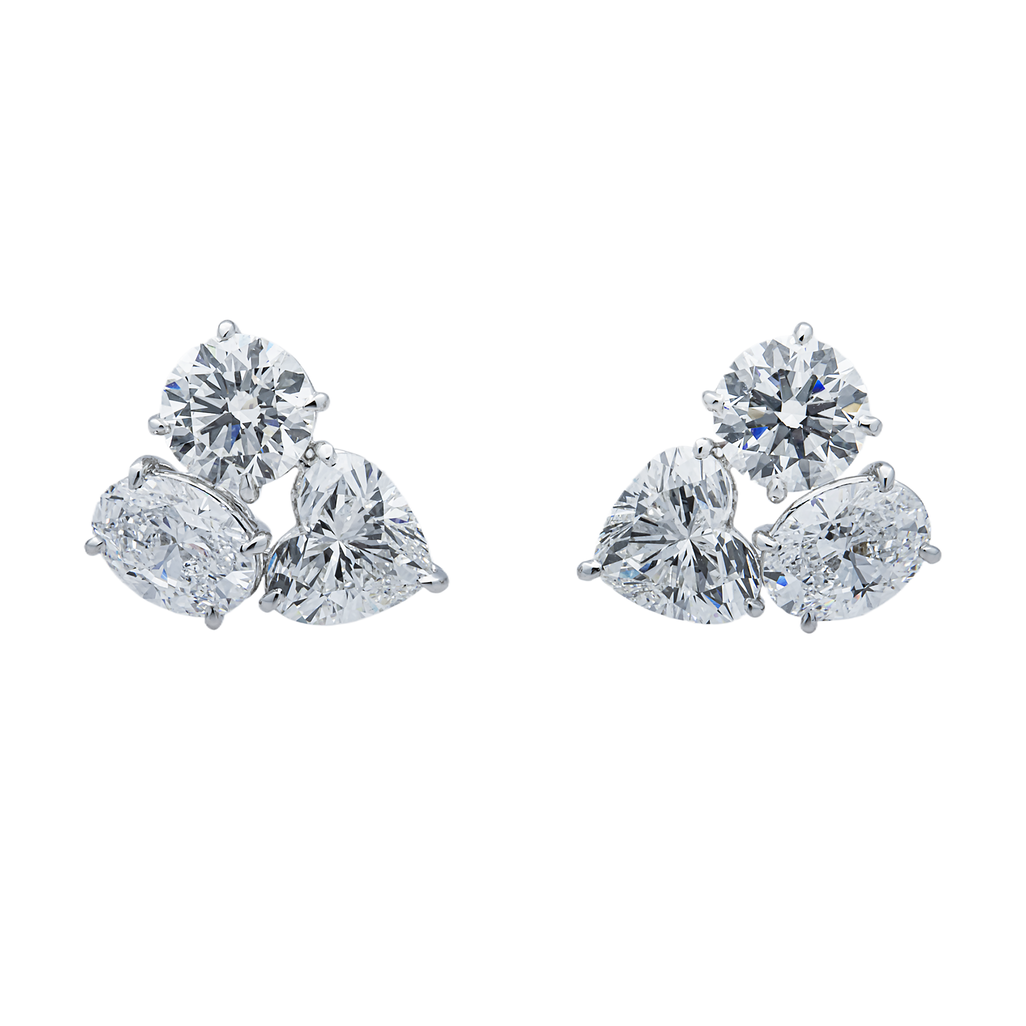 White Gold Multi Shape Diamond Stud Earrings 7.48ctw