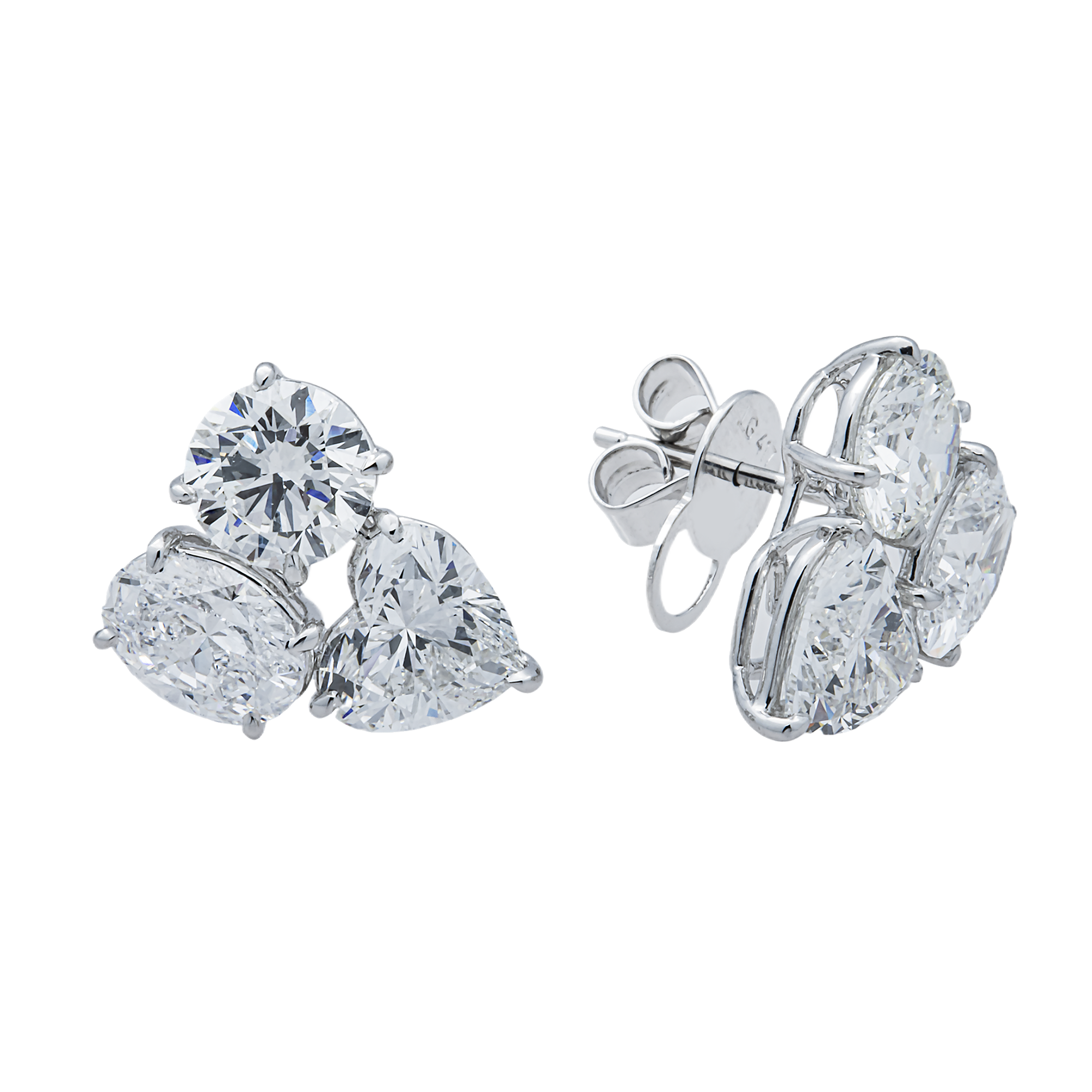 White Gold Multi Shape Diamond Stud Earrings 7.48ctw