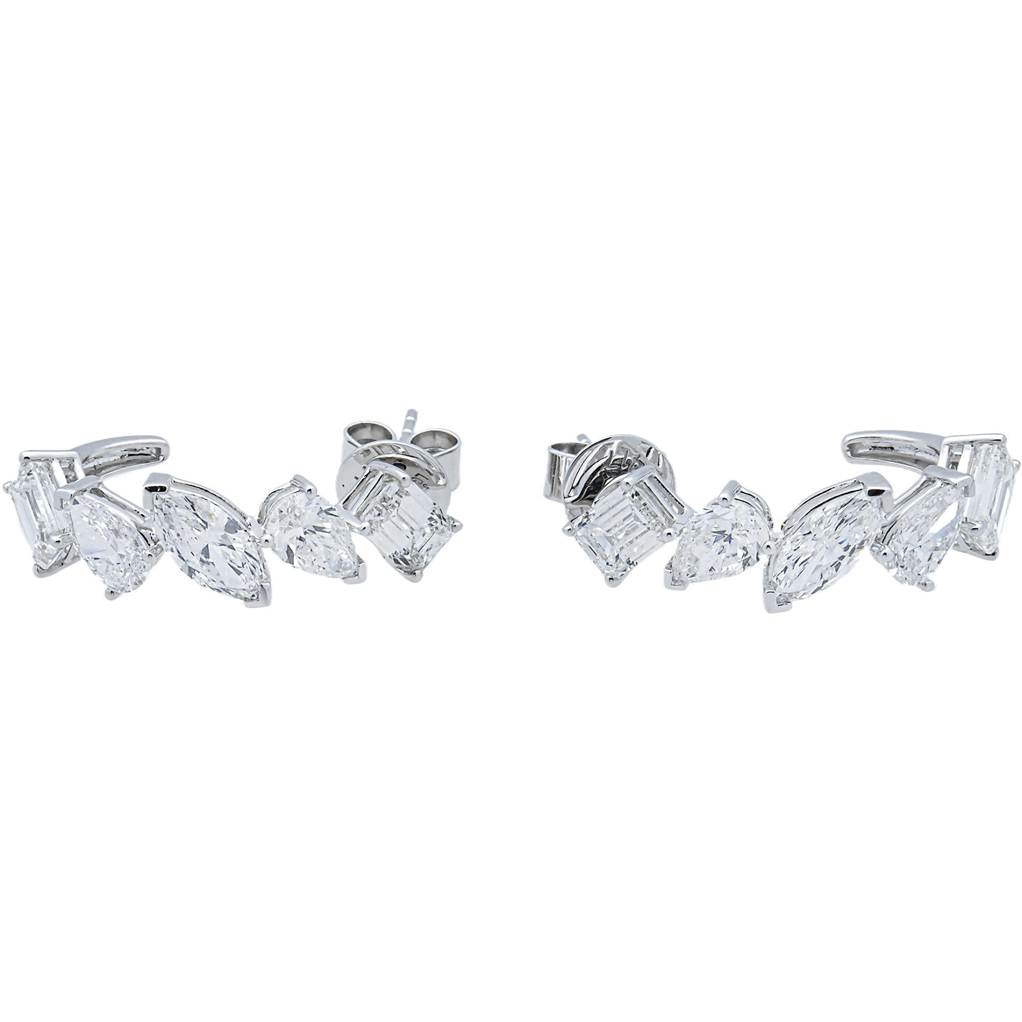 White Gold Multi Shape Diamond Drop Earrings 5.21ctw