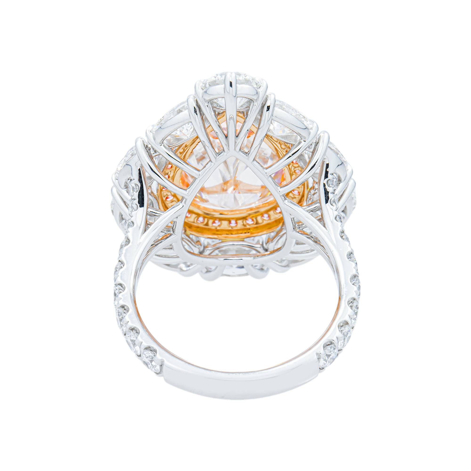 18K White Gold 7.05ct Pear Fancy Pink Diamond Ring 12.54ctw